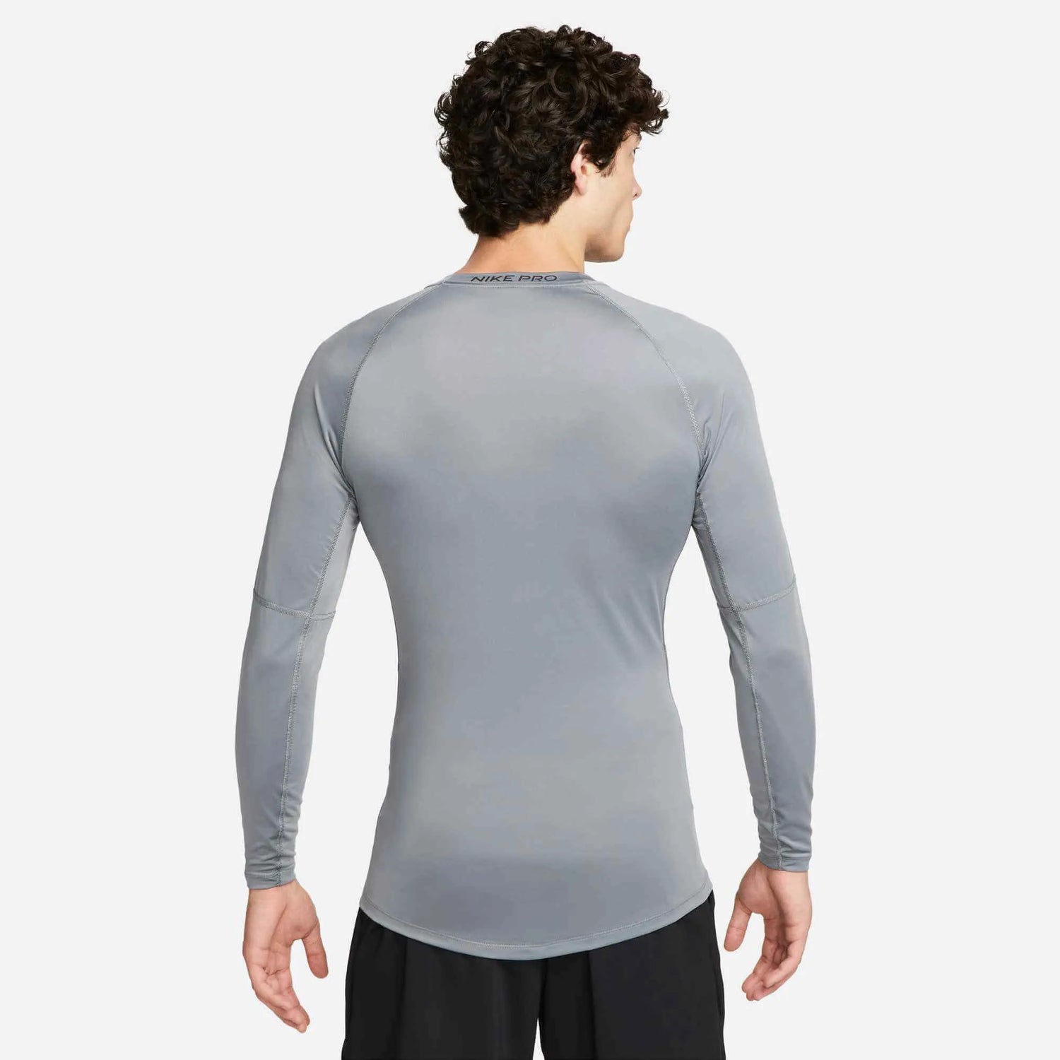 Nike Men's Pro Dri-Fit Tight Long-Sleeve Fitness Top Grey (Model - Back)