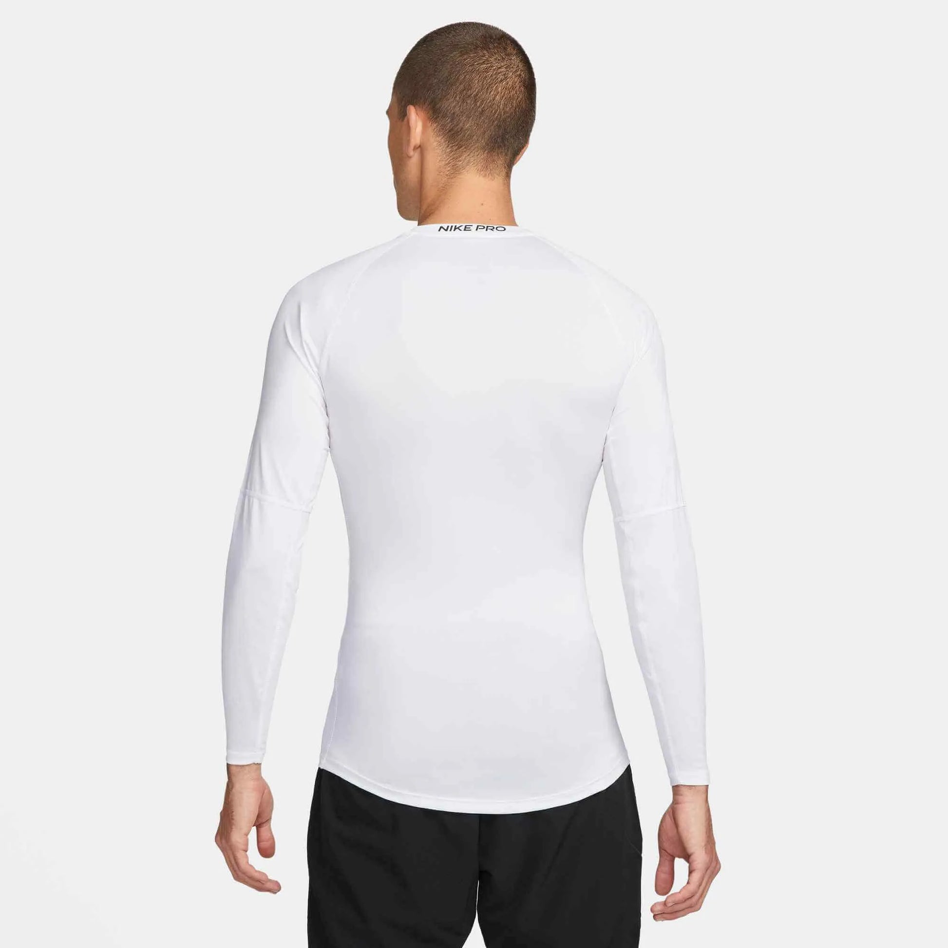 Nike Men's Pro Dri-Fit Tight Long-Sleeve Fitness Top White (Model - Back)