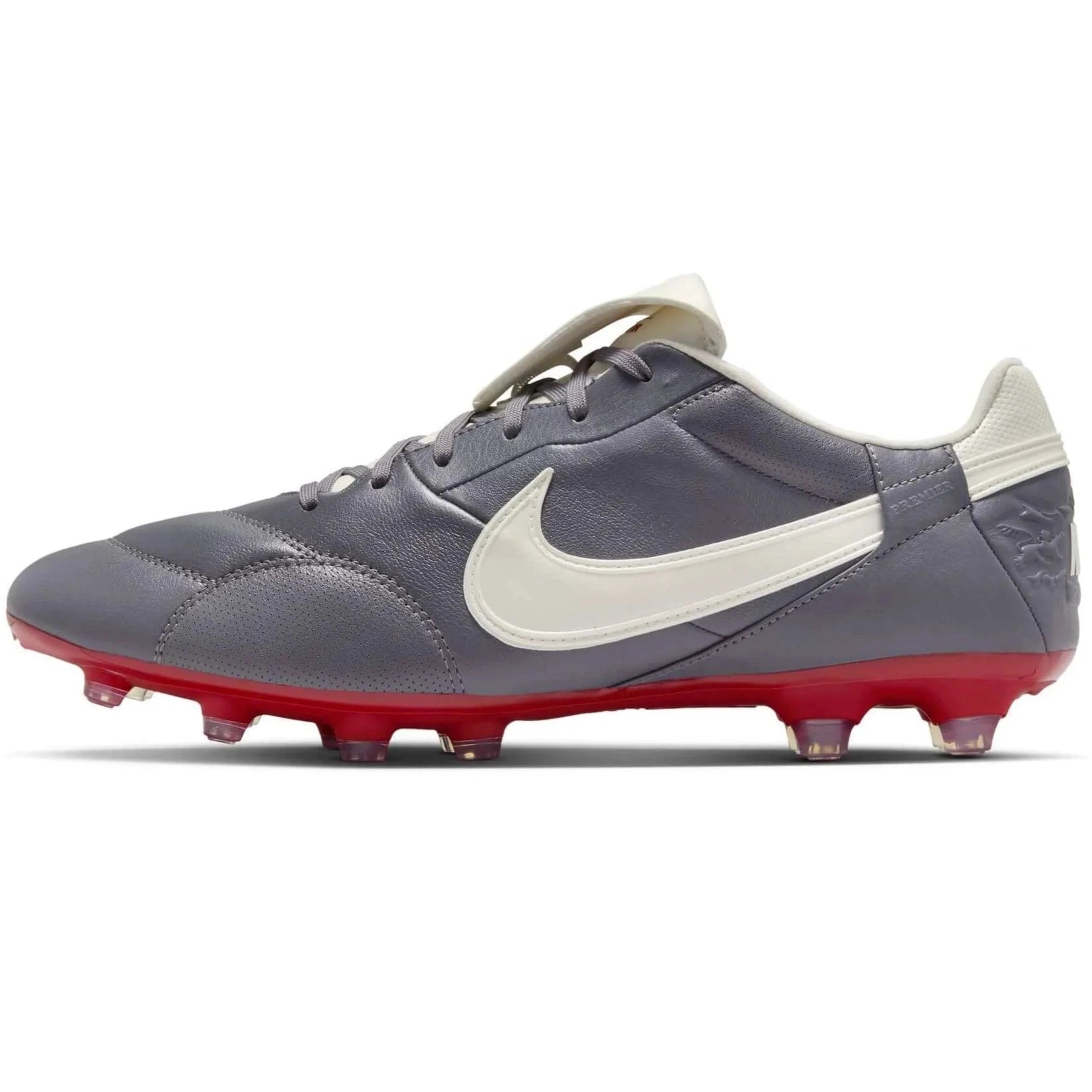 Nike Premier III Firm Ground Soccer Cleats Light Graphite/Varsity Red/Metallic Summit White (Side 1)