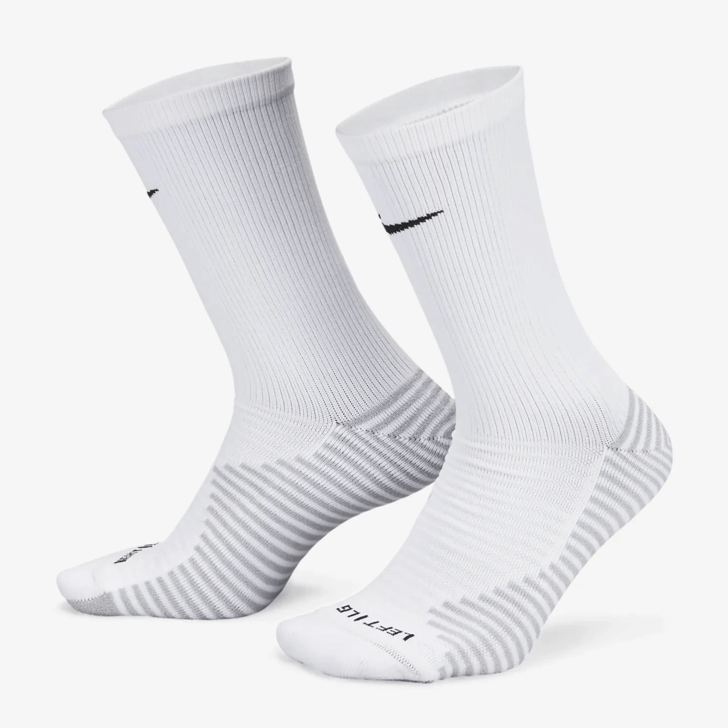 Nike Strike Crew Socks White - Black (Pair - Lateral)