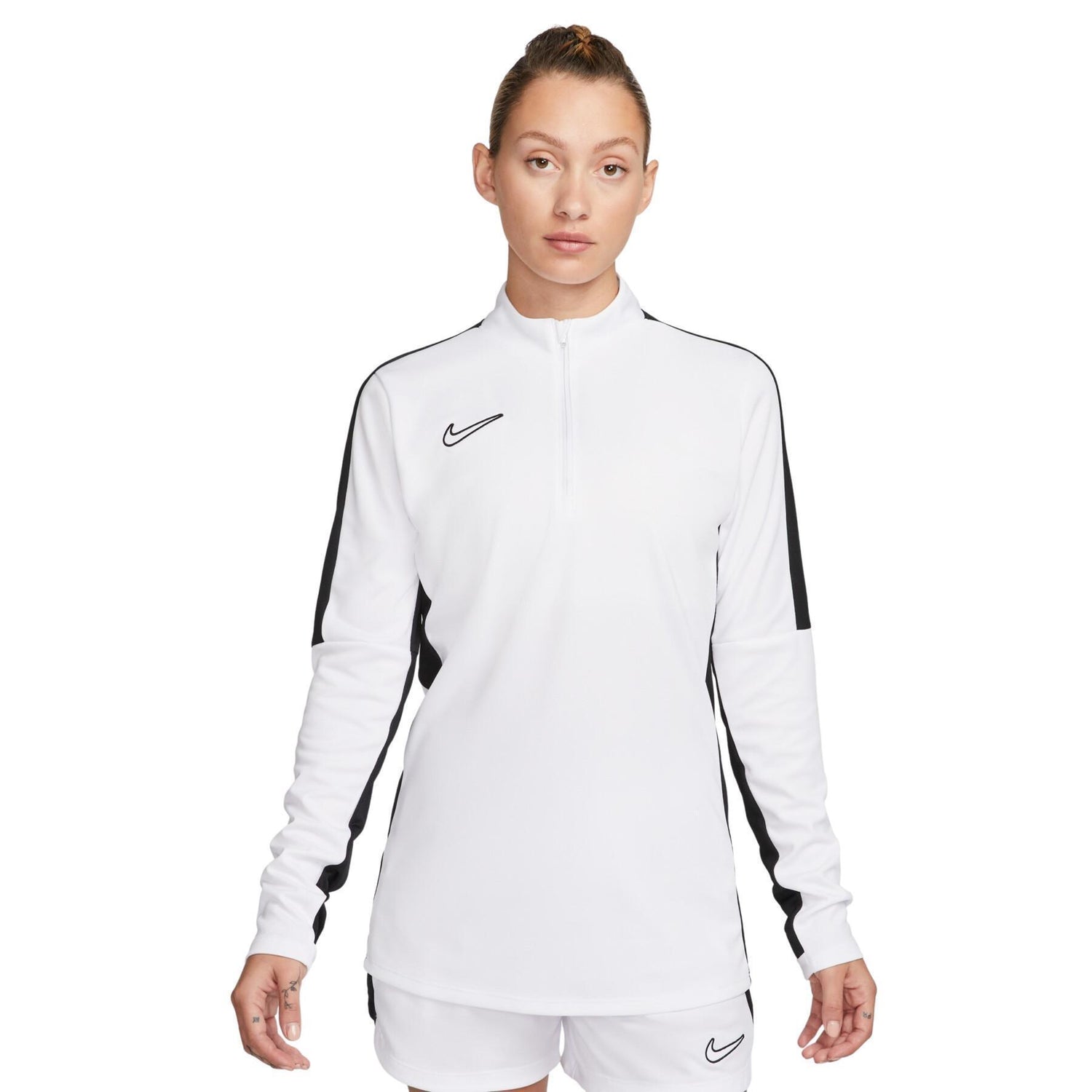 Nike Women's Academy 23 Drill Top  White-Black (Model - Front)