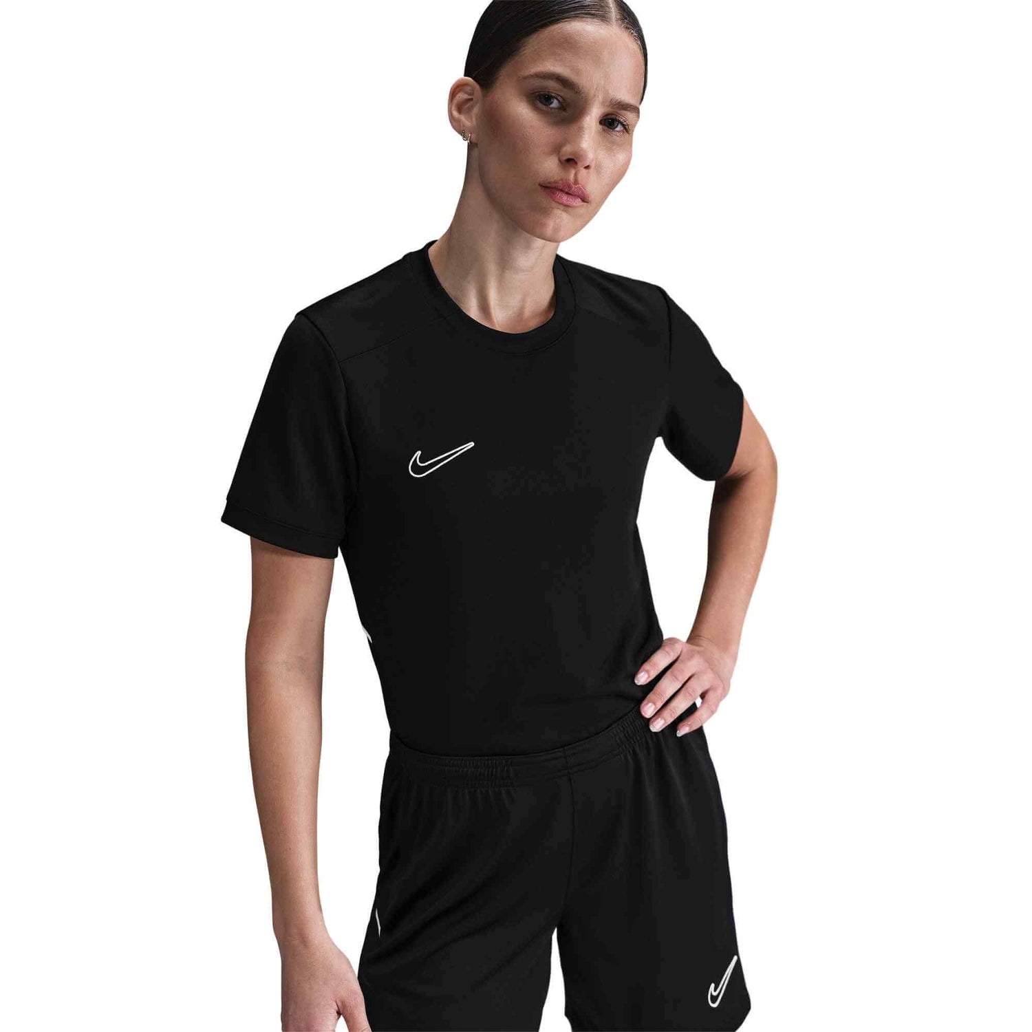 Nike Women's DF Academy 25 Top Black_Black_White_White (Front)
