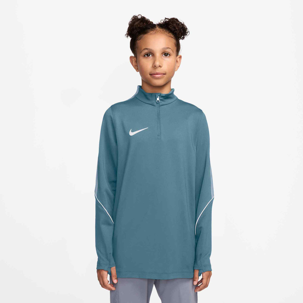 Nike Youth Knit Strike Drill Top Smokey Blue/Light Armory Blue/White (Model - Front)