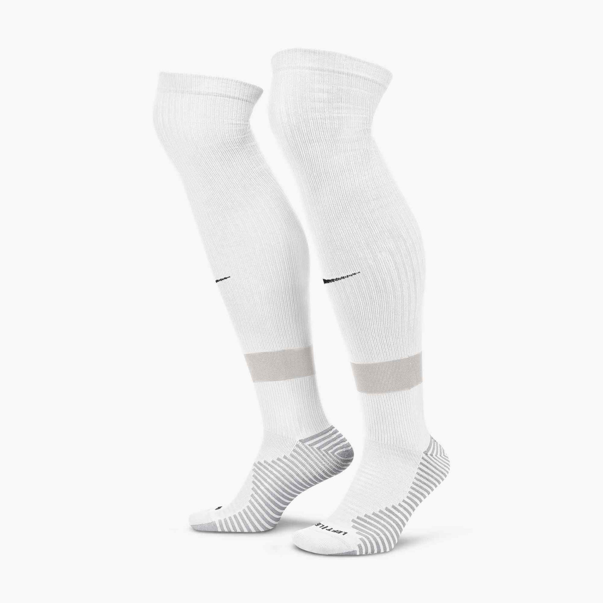Nike Strike Knee-High Socks White/Light Grey (Pair - Lateral)