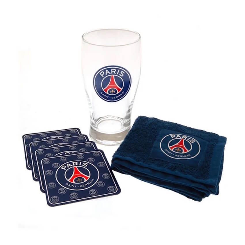 PSG Mini Bar Set (Pint Glass, Bar Towel, 4 Coasters) (Front)