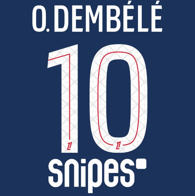 PSG 2025-26 Home O. Dembele #10 Jersey Name Set