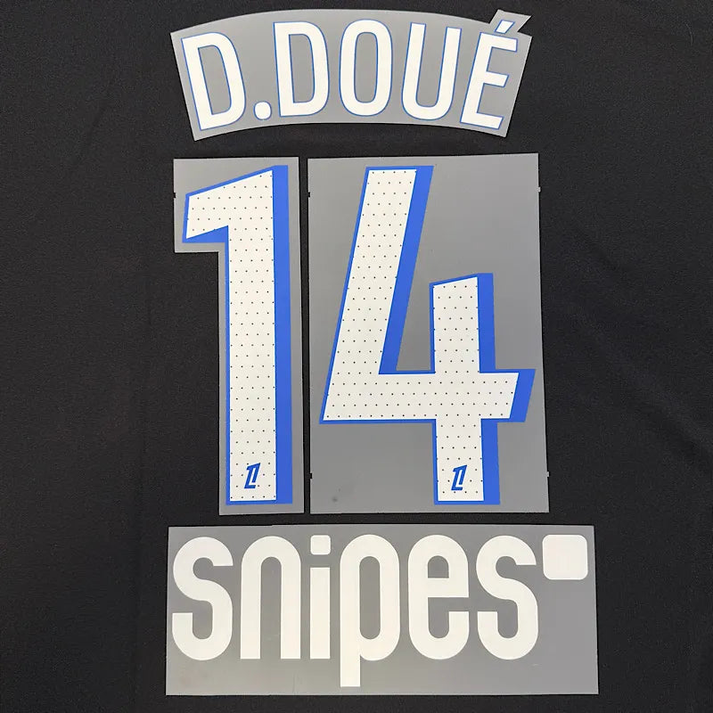 PSG 2025/26 Third D.DOUE #14 Jersey Name Set