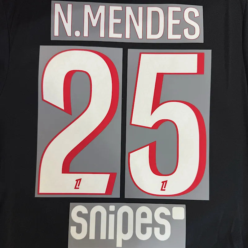 PSG 2026/27 Home N.MENDEZ #25 Official Name Set