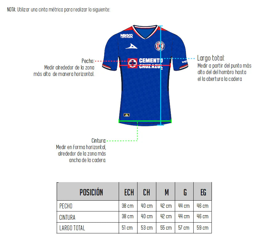 Pirma 2025-26 Cruz Azul Youth Stadium Home Soccer Jersey (Size Guide)
