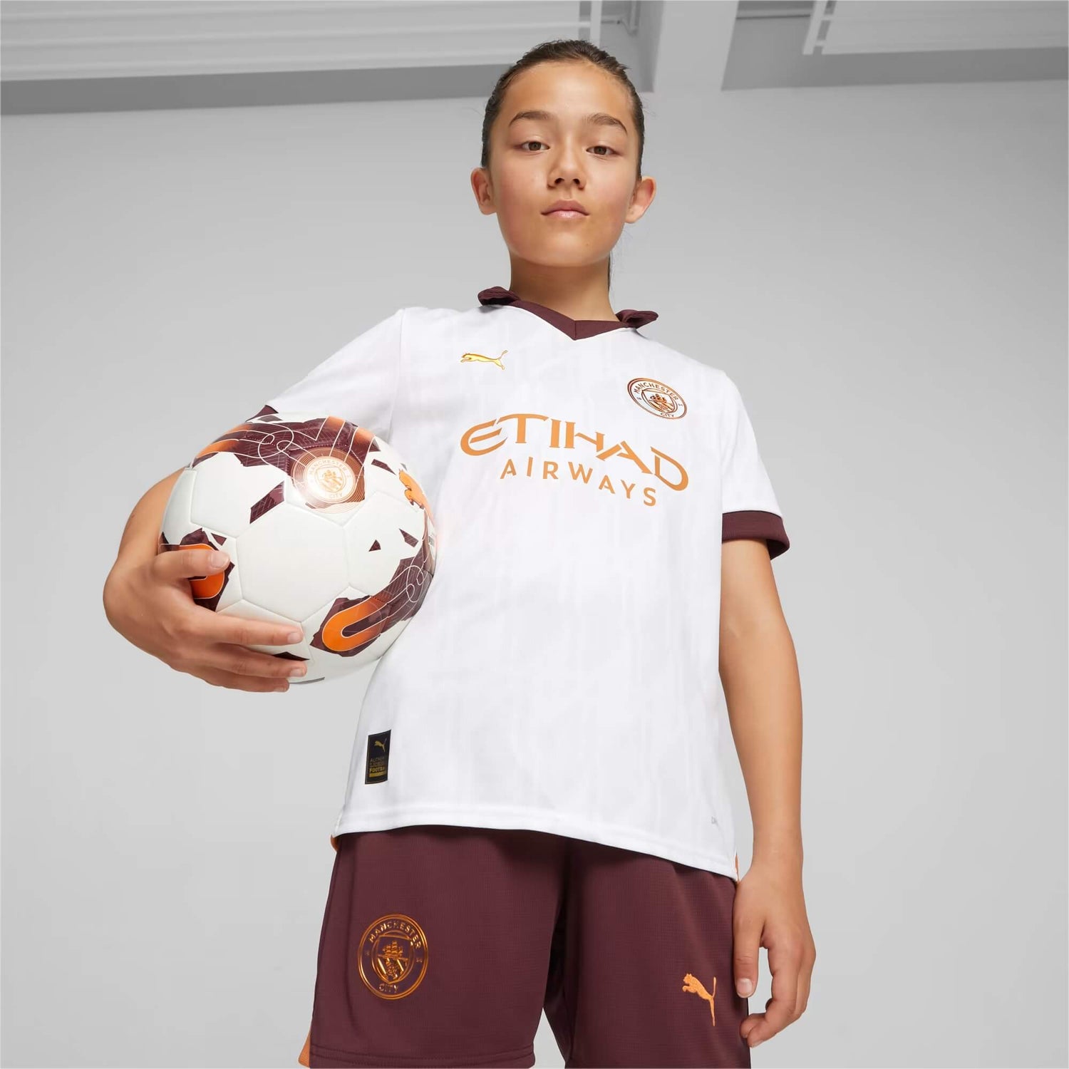 Puma 2023-24 Manchester City Youth Stadium Away Jersey (Model - Front)