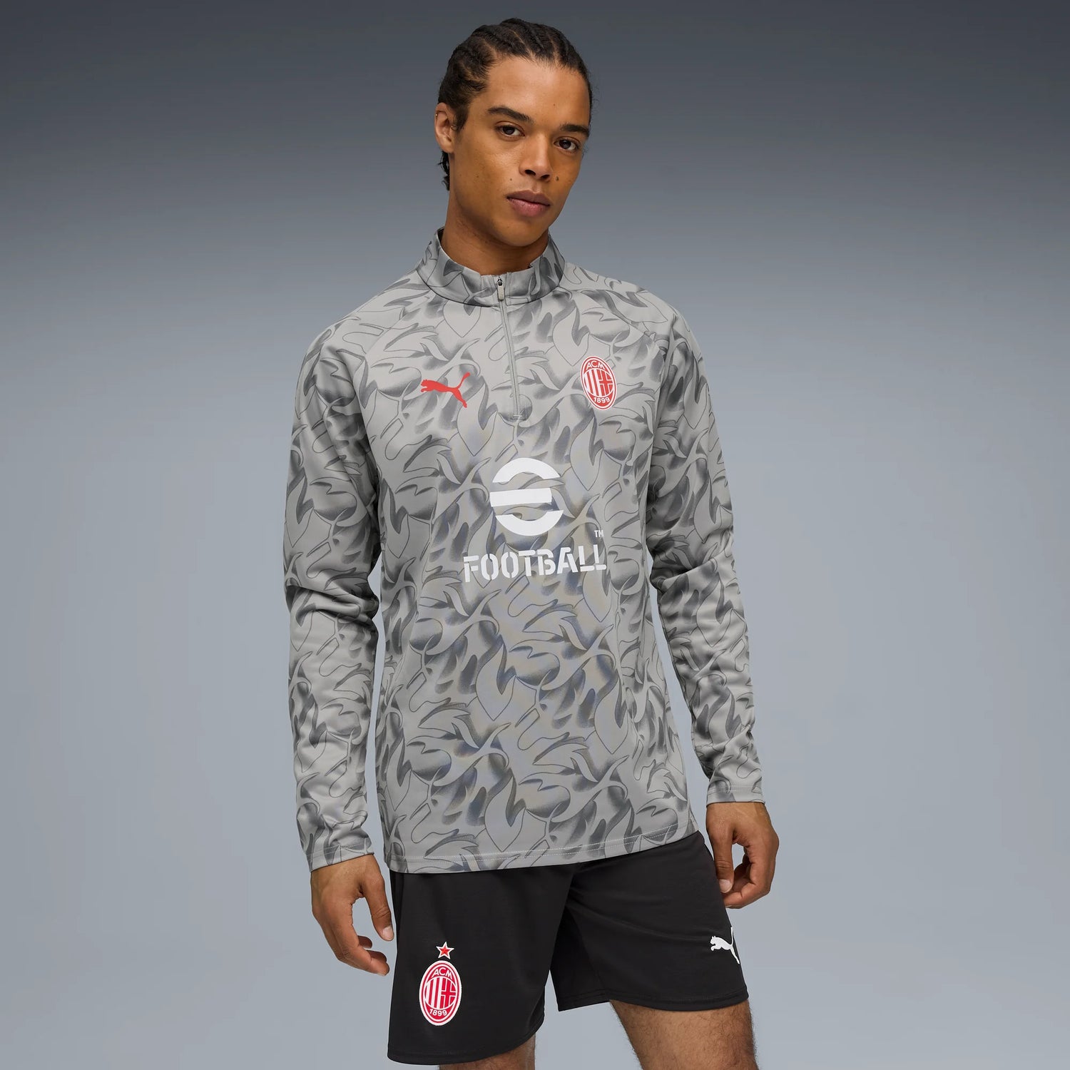Puma 2025-26 AC Milan Men's 1/4 Zip Training Top (Model - Front)
