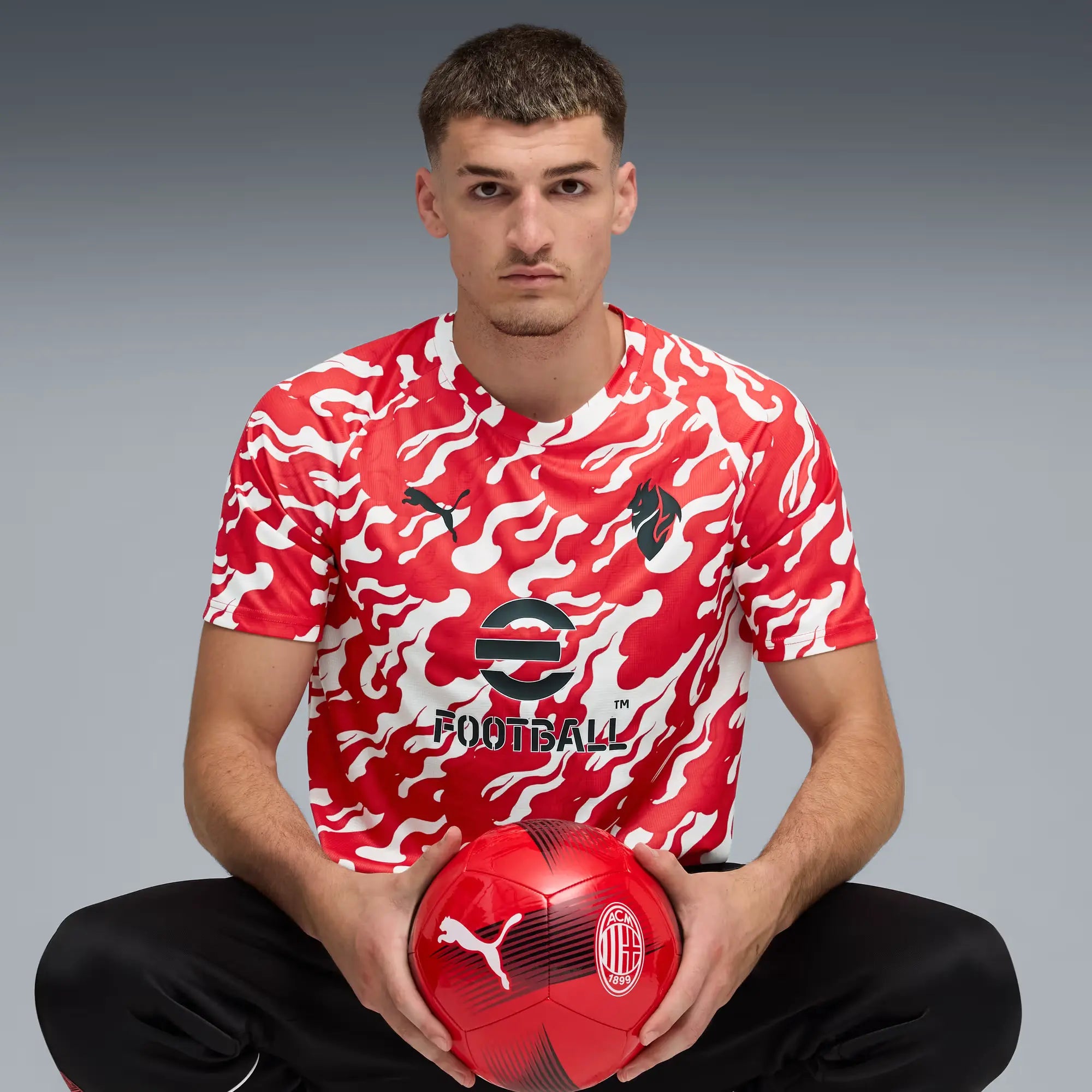 Puma 2025-26 AC Milan Men's Pre-Match Soccer Jersey (Model - Front)