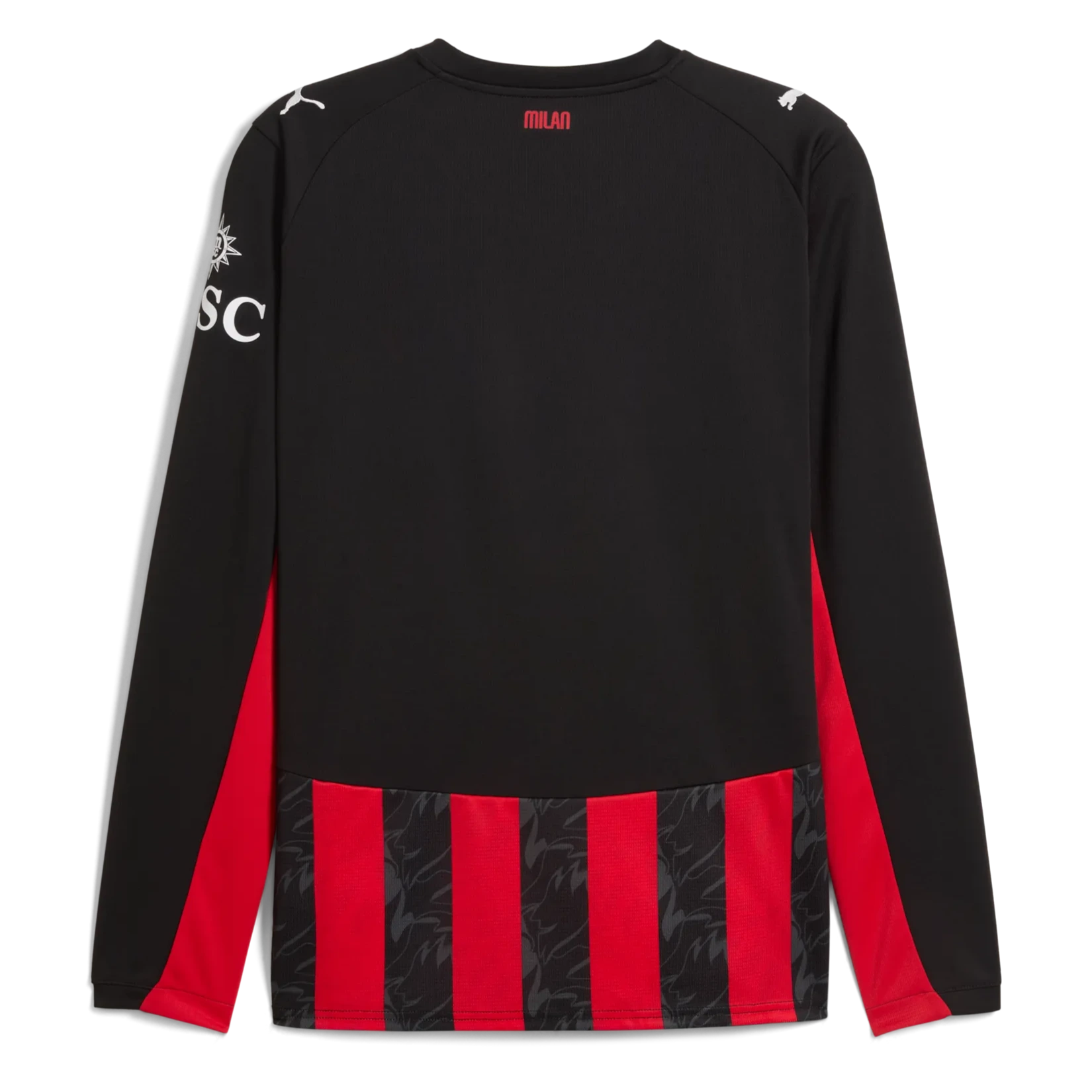 Puma 2025-26 AC Milan Men's Stadium Home Long-Sleeve Soccer Jersey (Back)