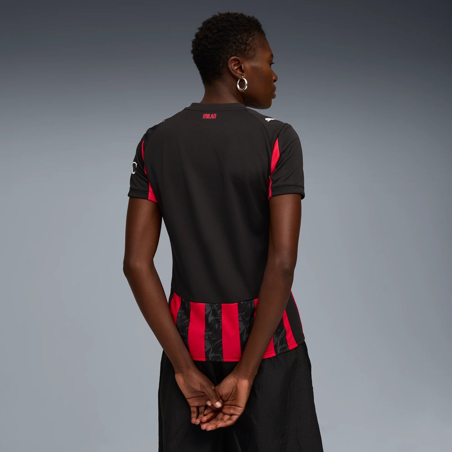 Puma 2025-26 AC Milan Women's Stadium Home Soccer Jersey (Model - Back)