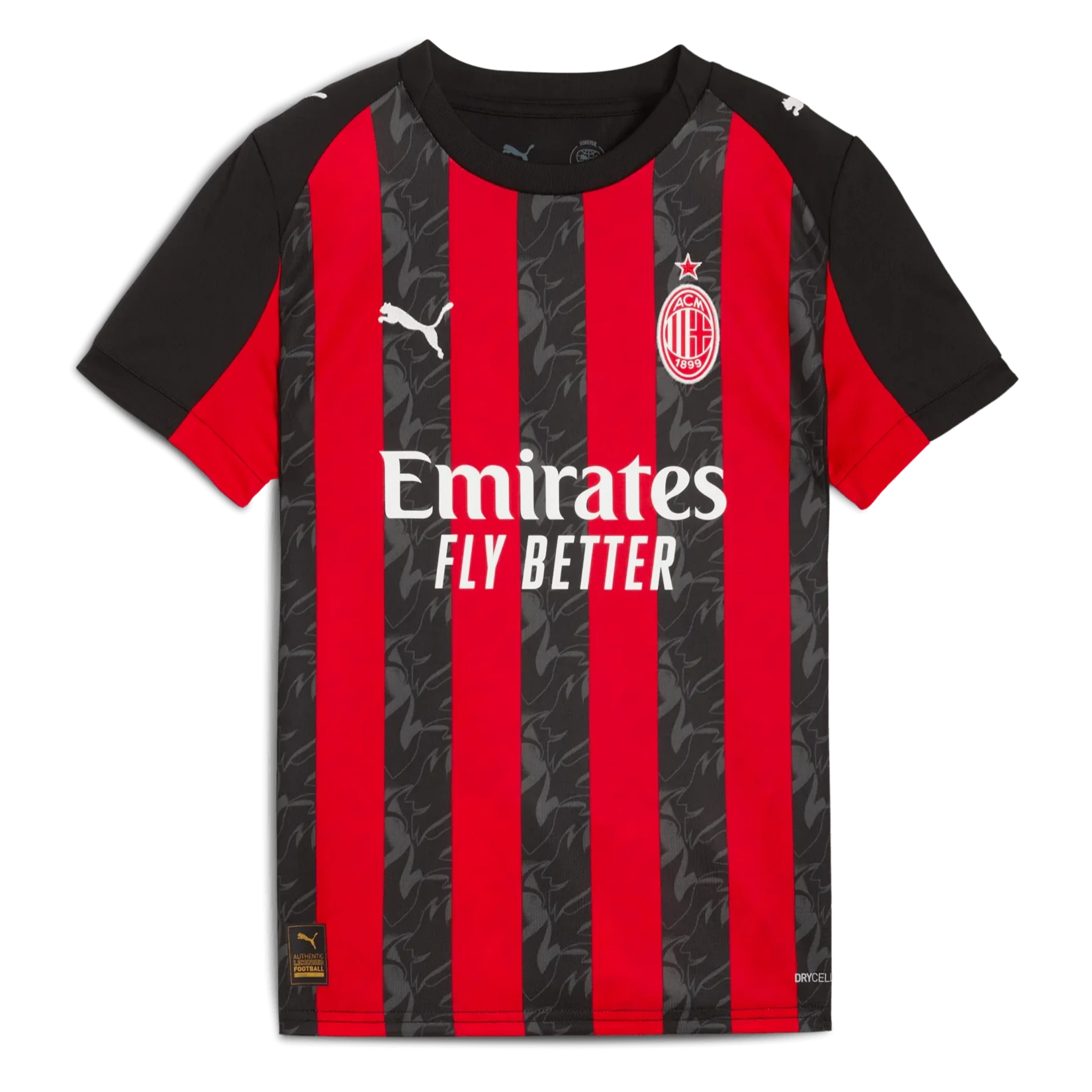 Puma 2025-26 AC Milan Youth Stadium Home Soccer Jersey (Front)