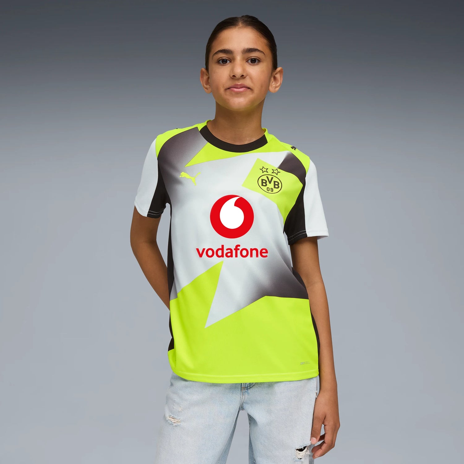 Puma 2025-26 Borussia Dortmund Youth Stadium Away Soccer Jersey (Model - Front)
