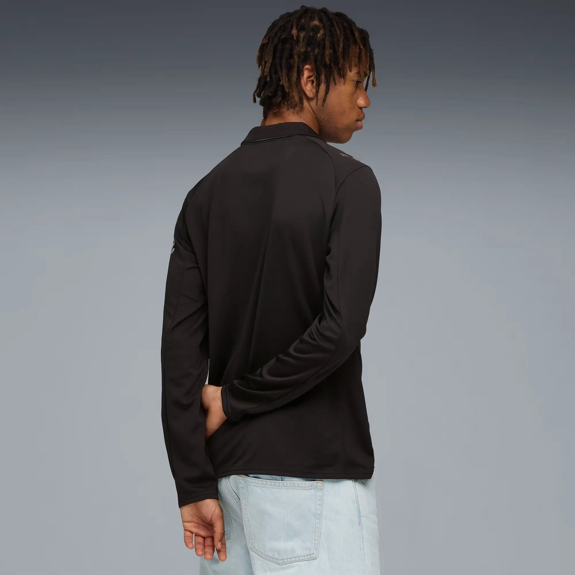 Puma 2025-26 Manchester City Men's Stadium Away Long-Sleeve Soccer Jersey (Model - Back)