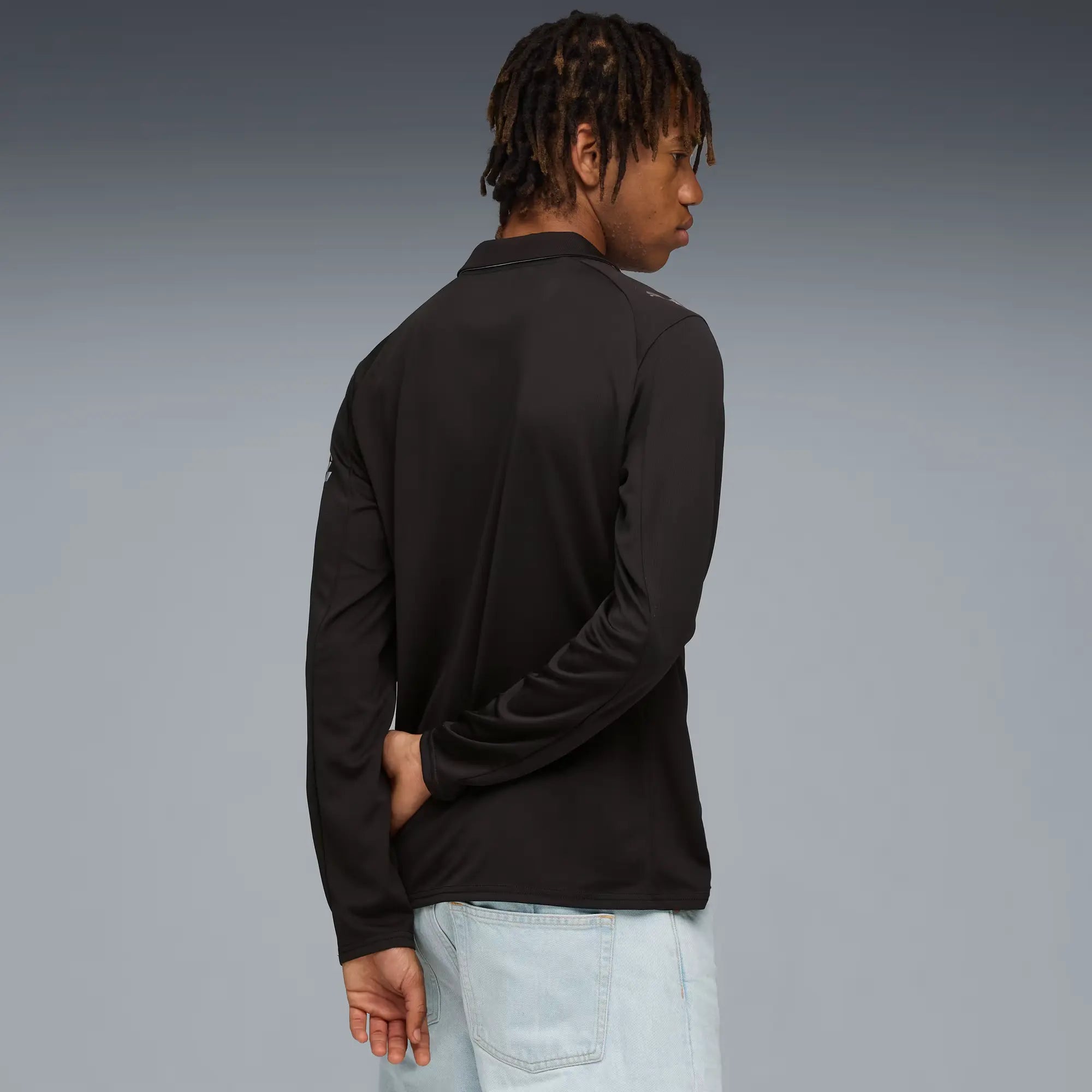 Puma 2025-26 Manchester City Men's Stadium Away Long-Sleeve Soccer Jersey (Model - Back)