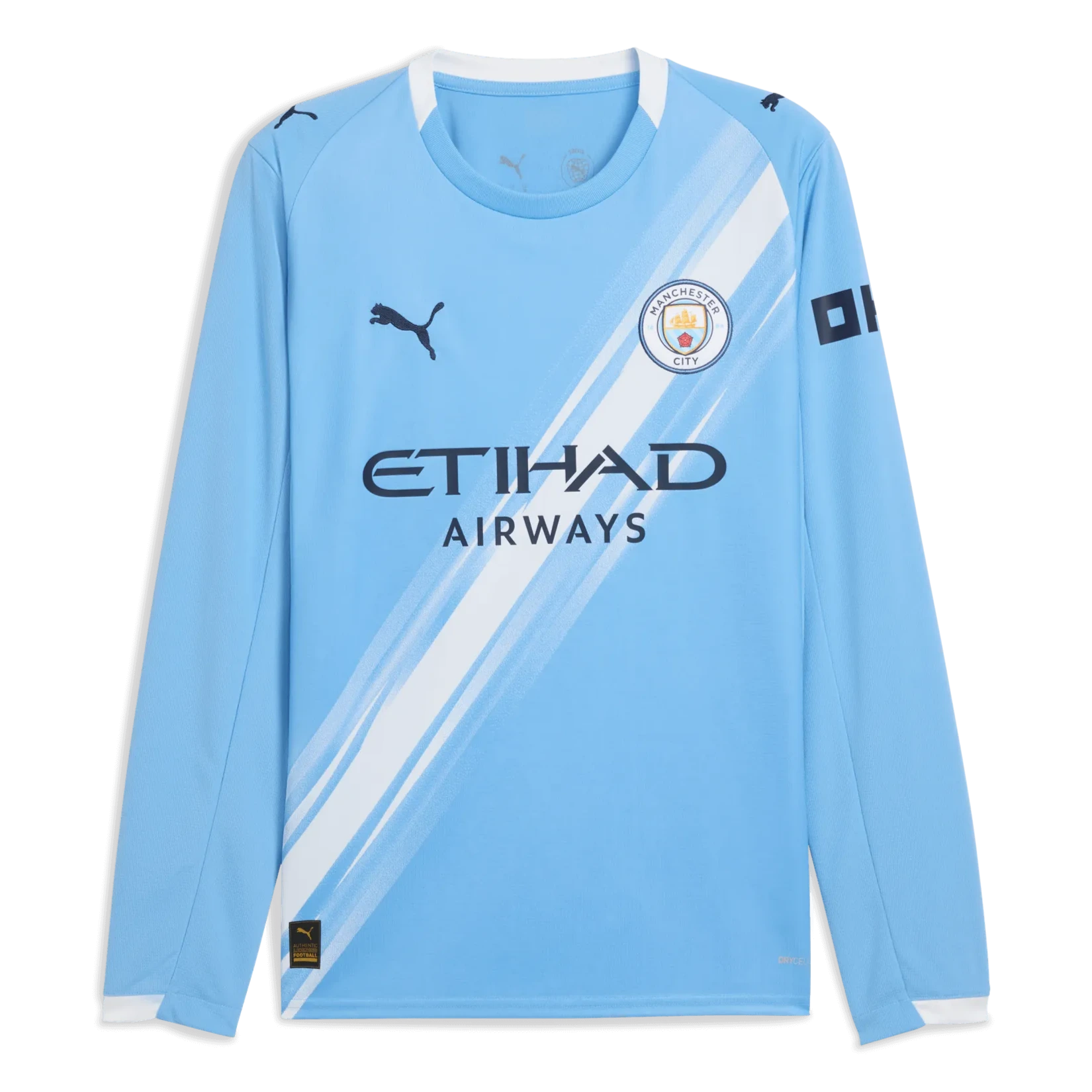 Puma 2025-26 Manchester City Men's Stadium Home Long-Sleeve Soccer Jersey (Front)