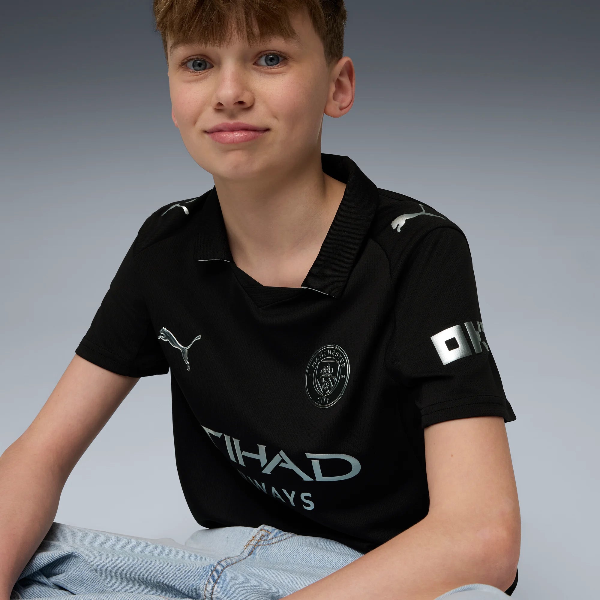 Puma 2025-26 Manchester City Youth Stadium Away Soccer Jersey (Detail 1)