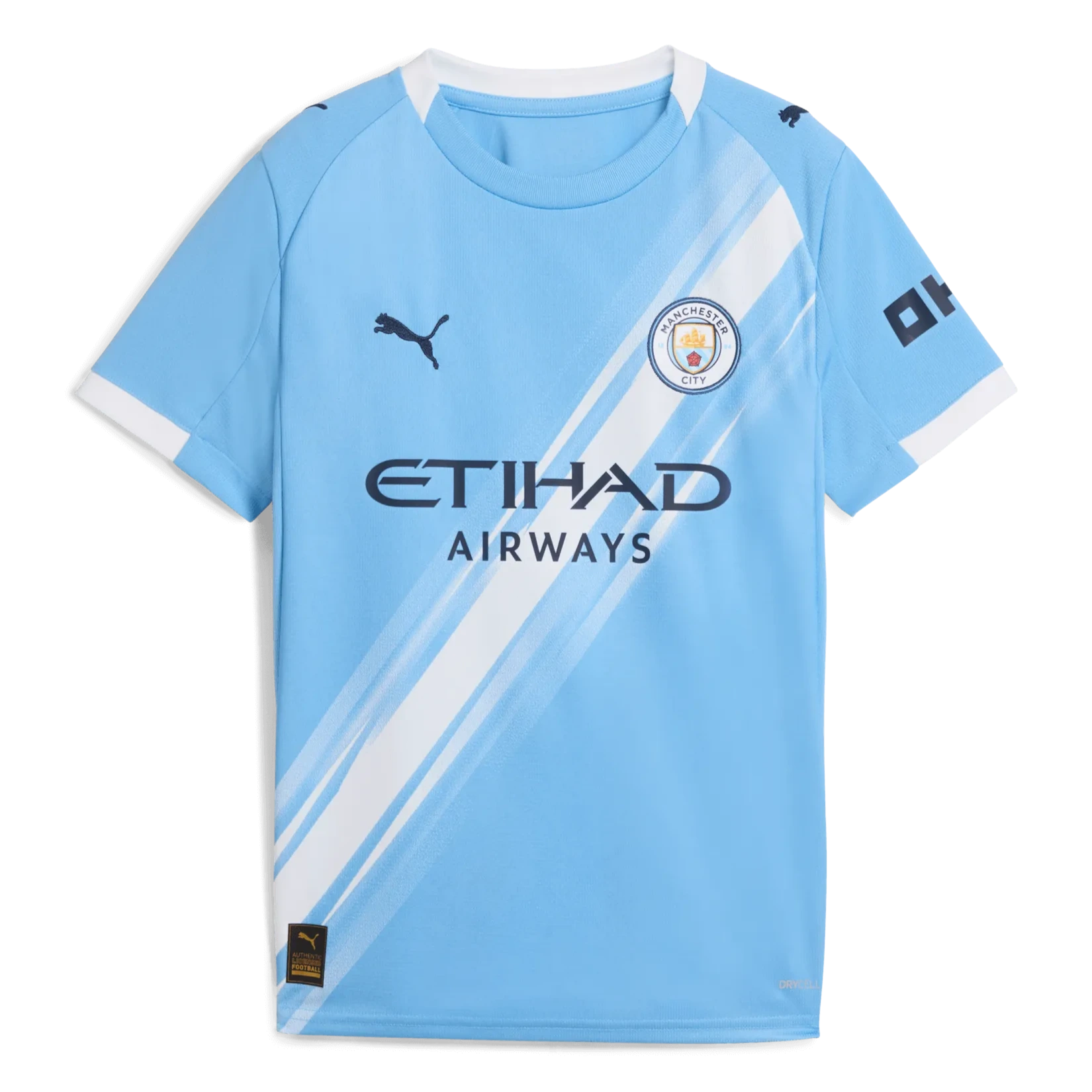 Puma 2025-26 Manchester City Youth Stadium Home Soccer Jersey (Front)