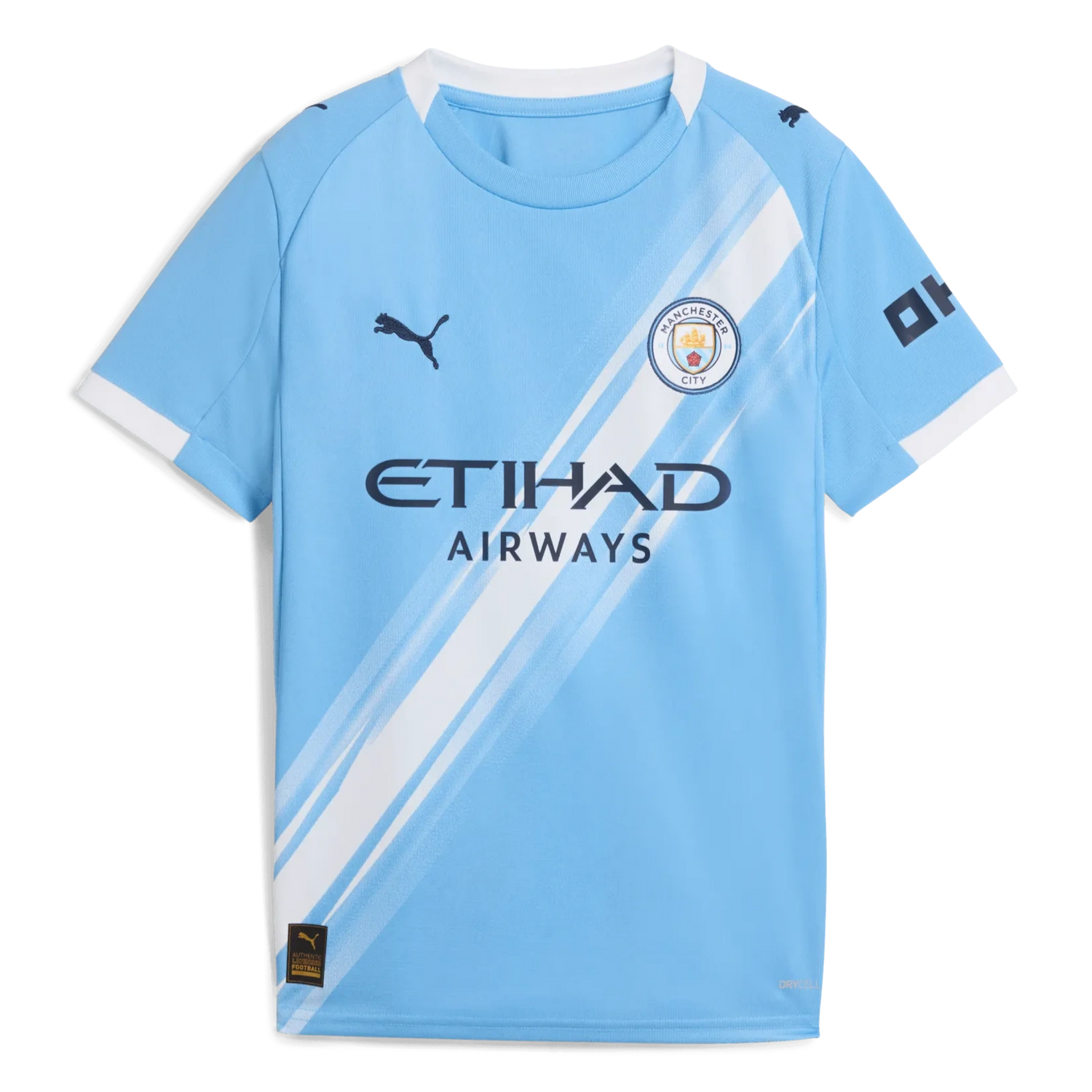 Puma 2025-26 Manchester City Youth Stadium Home Soccer Jersey (Front)