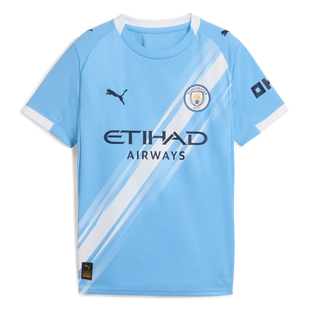Puma 2025-26 Manchester City Youth Stadium Home Soccer Jersey (Front)