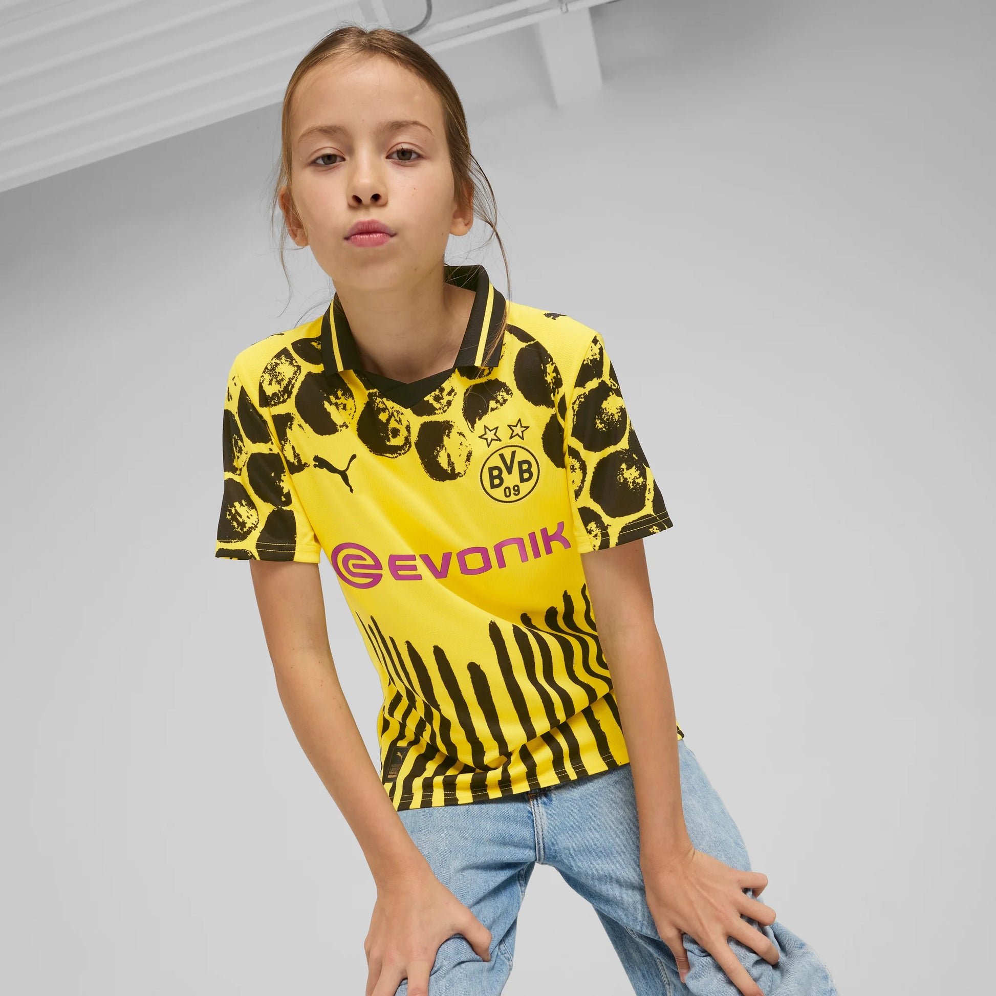 Puma 2025 Borussia Dortmund Youth Club World Cup KidSuper Stadium Soccer Jersey (Model - Front)