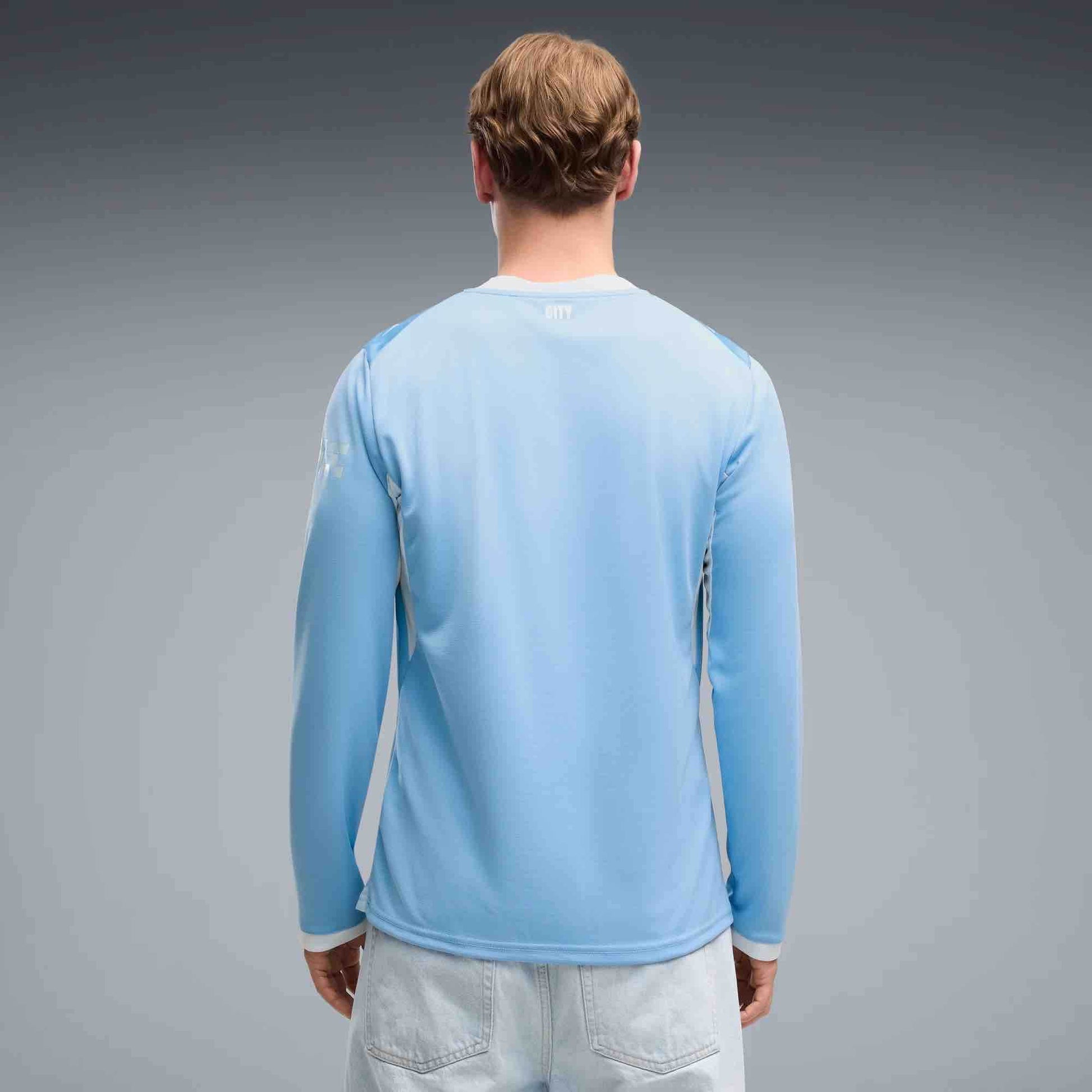 Puma 2026-27 Manchester City Men's Stadium Home Long-Sleeve Soccer Jersey (Model - Back)