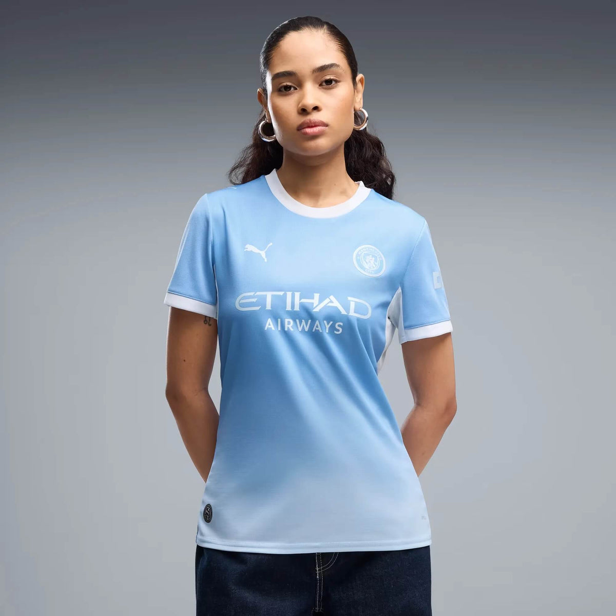 Puma 2026-27 Manchester City Women's Stadium Home Soccer Jersey (Model - Front)