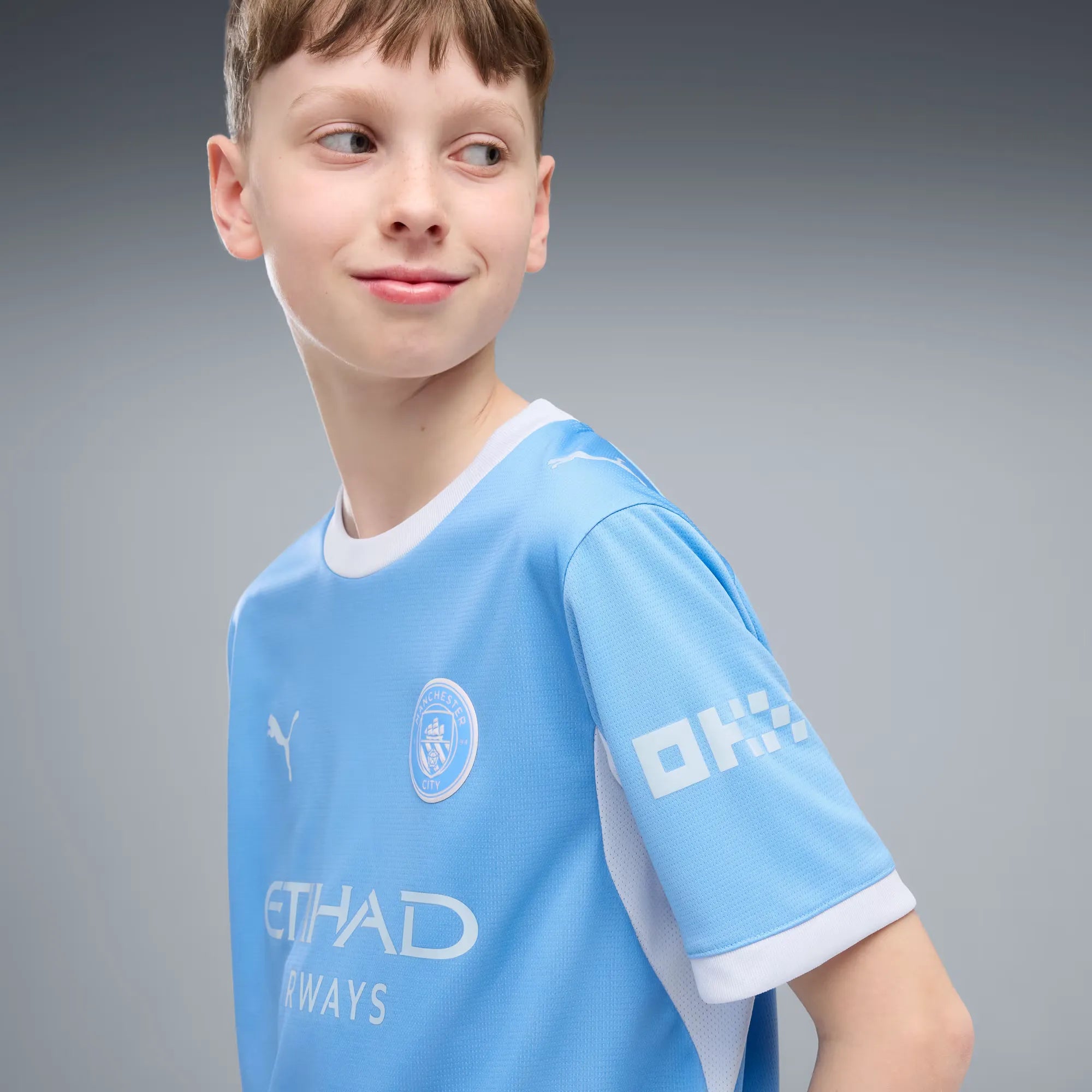 Puma 2026-27 Manchester City Youth Stadium Home Soccer Jersey (Detail 1)
