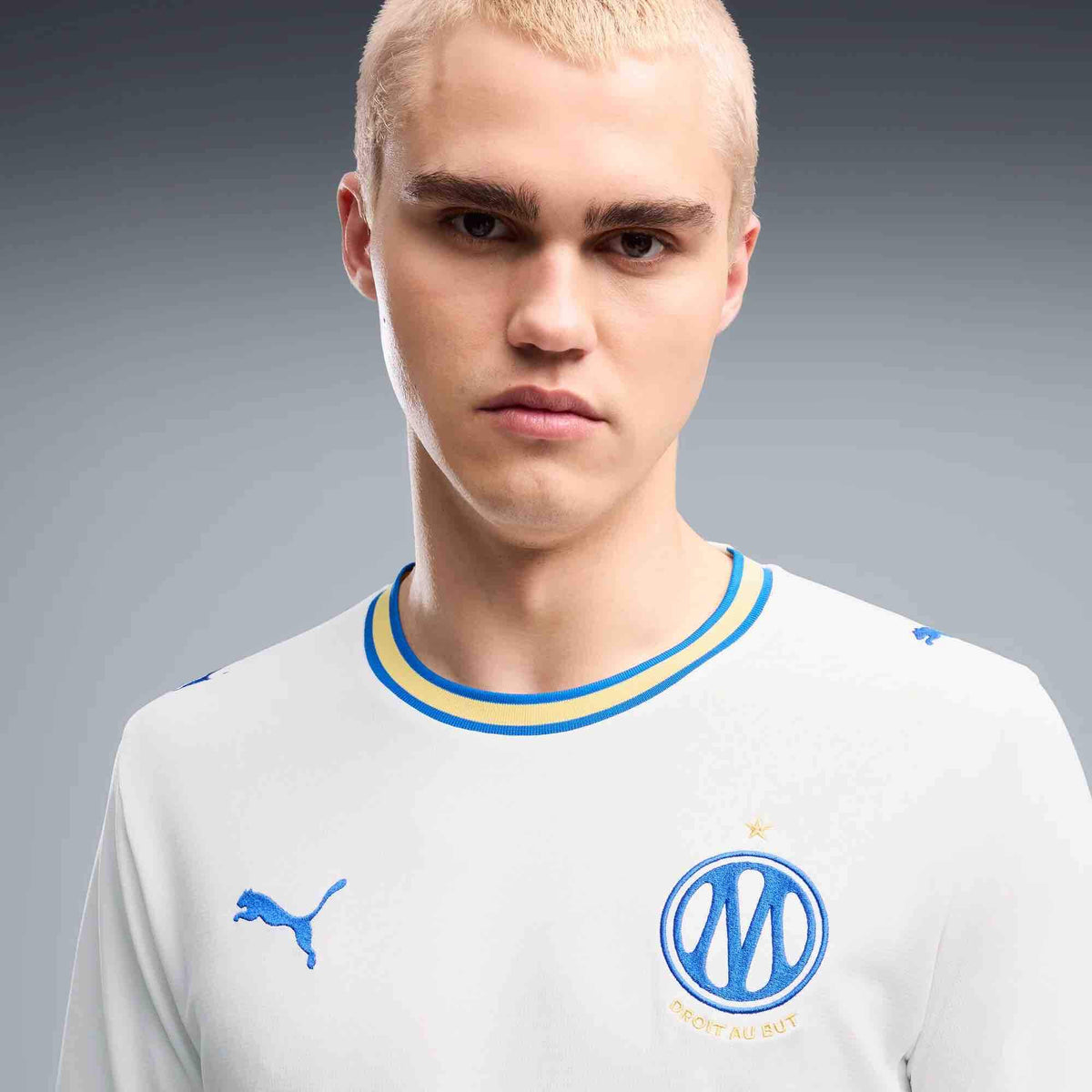 Puma 2026-27 Olympique de Marseille Men's Stadium Home Soccer Jersey (Detail 1)