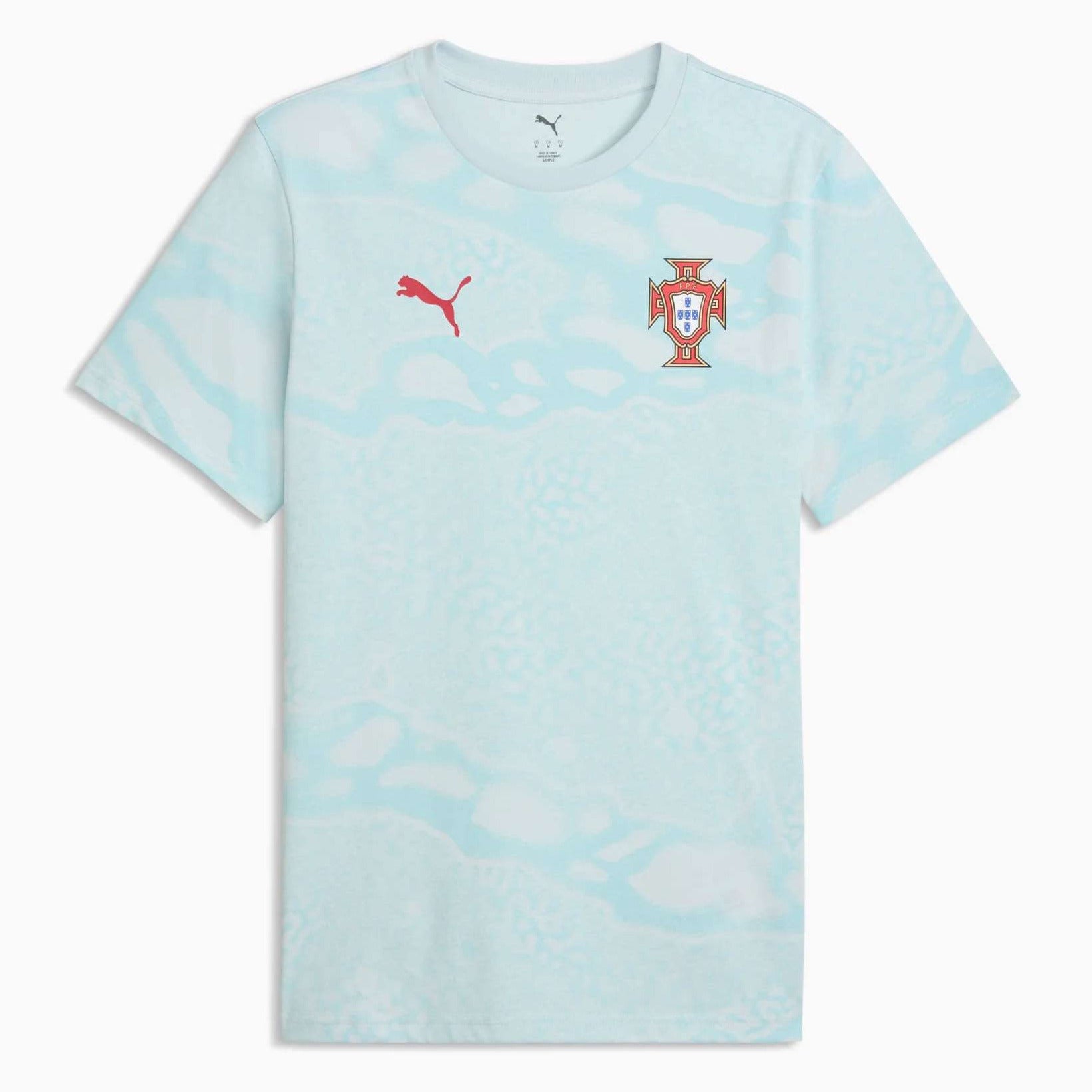 Puma 2026-27 Portugal Men's FtblCulture AOP Tee Sea Glass-Club Red (Front)