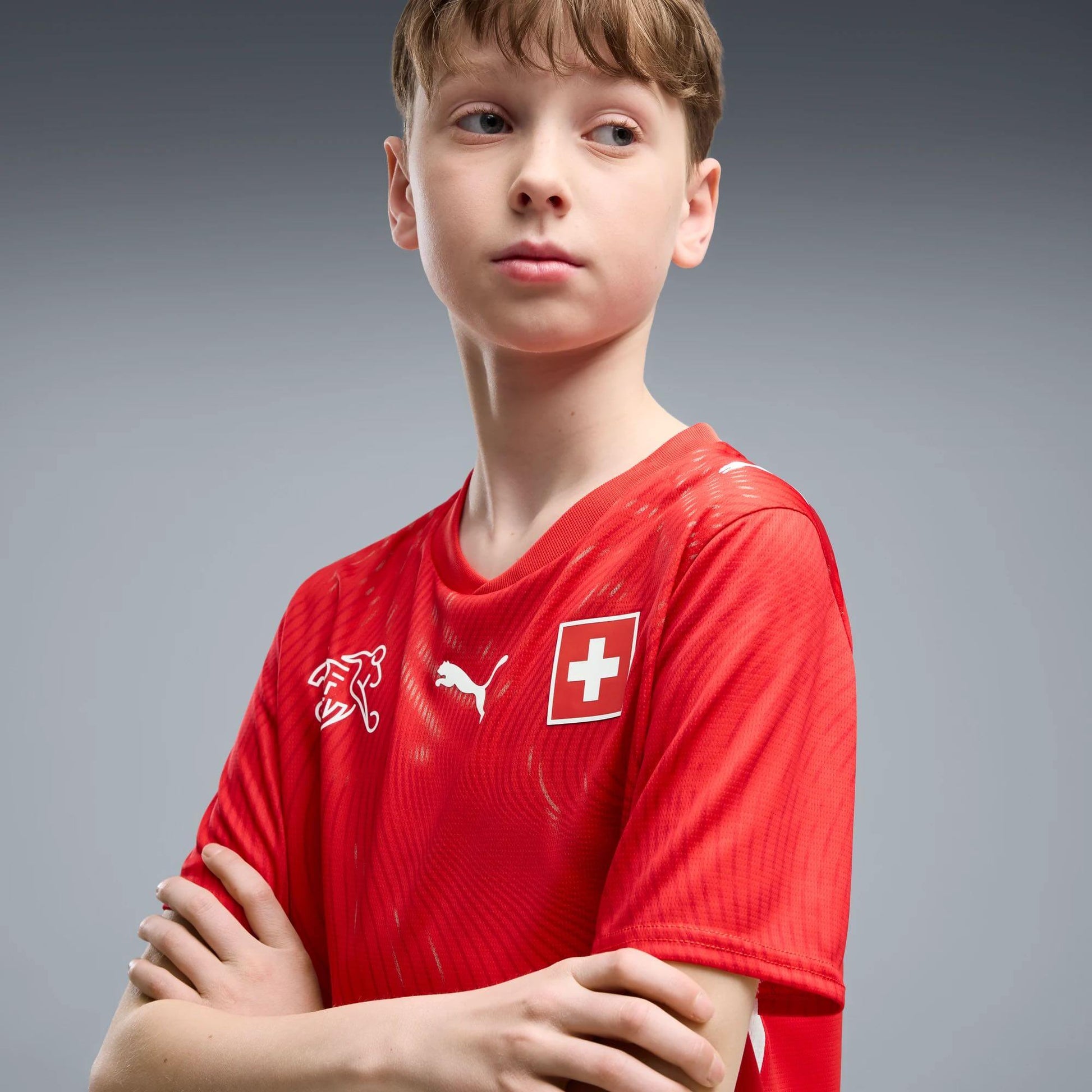 Puma 2026-27 Switzerland Youth Stadium Home Soccer Jersey (Detail 1)