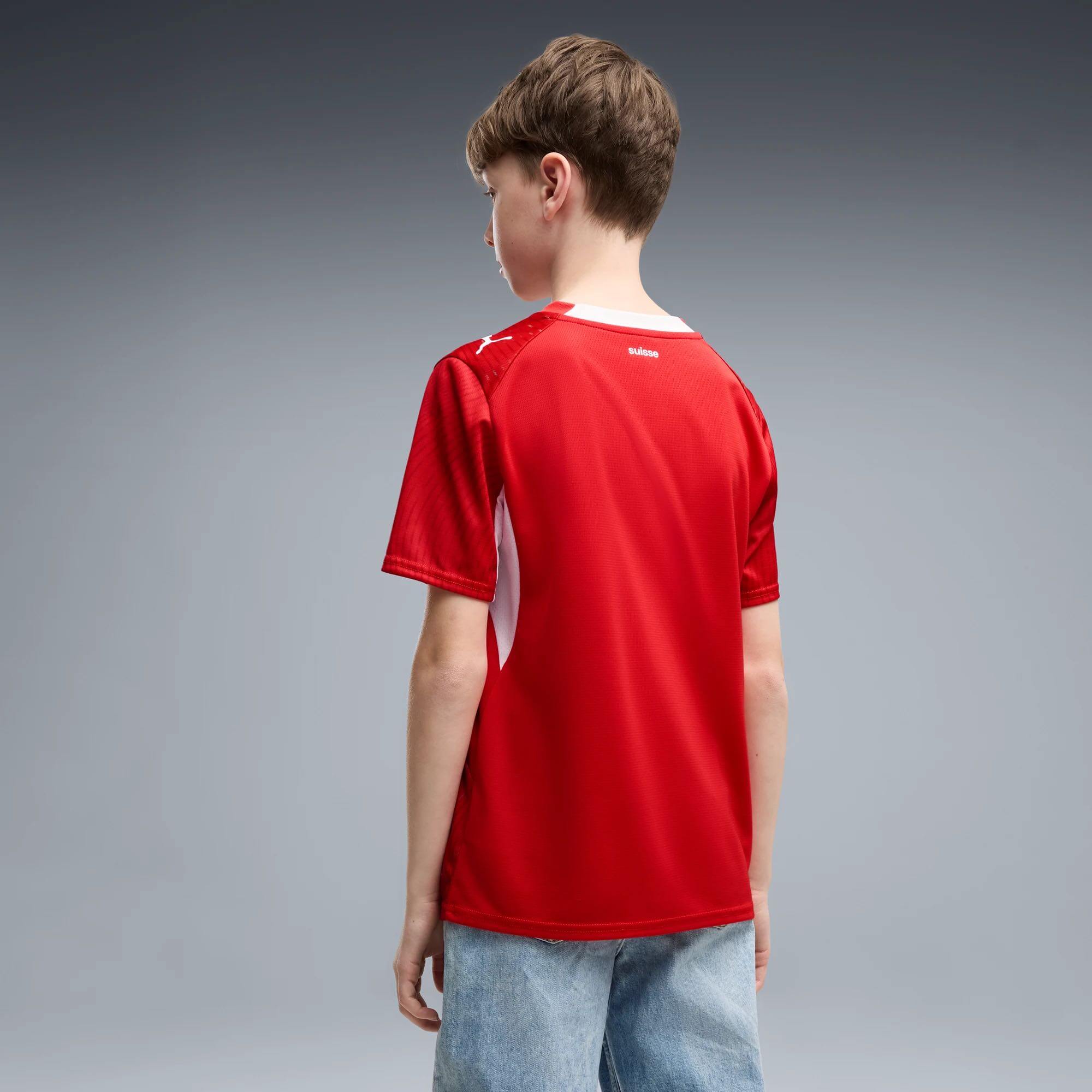 Puma 2026-27 Switzerland Youth Stadium Home Soccer Jersey (Model - Back)