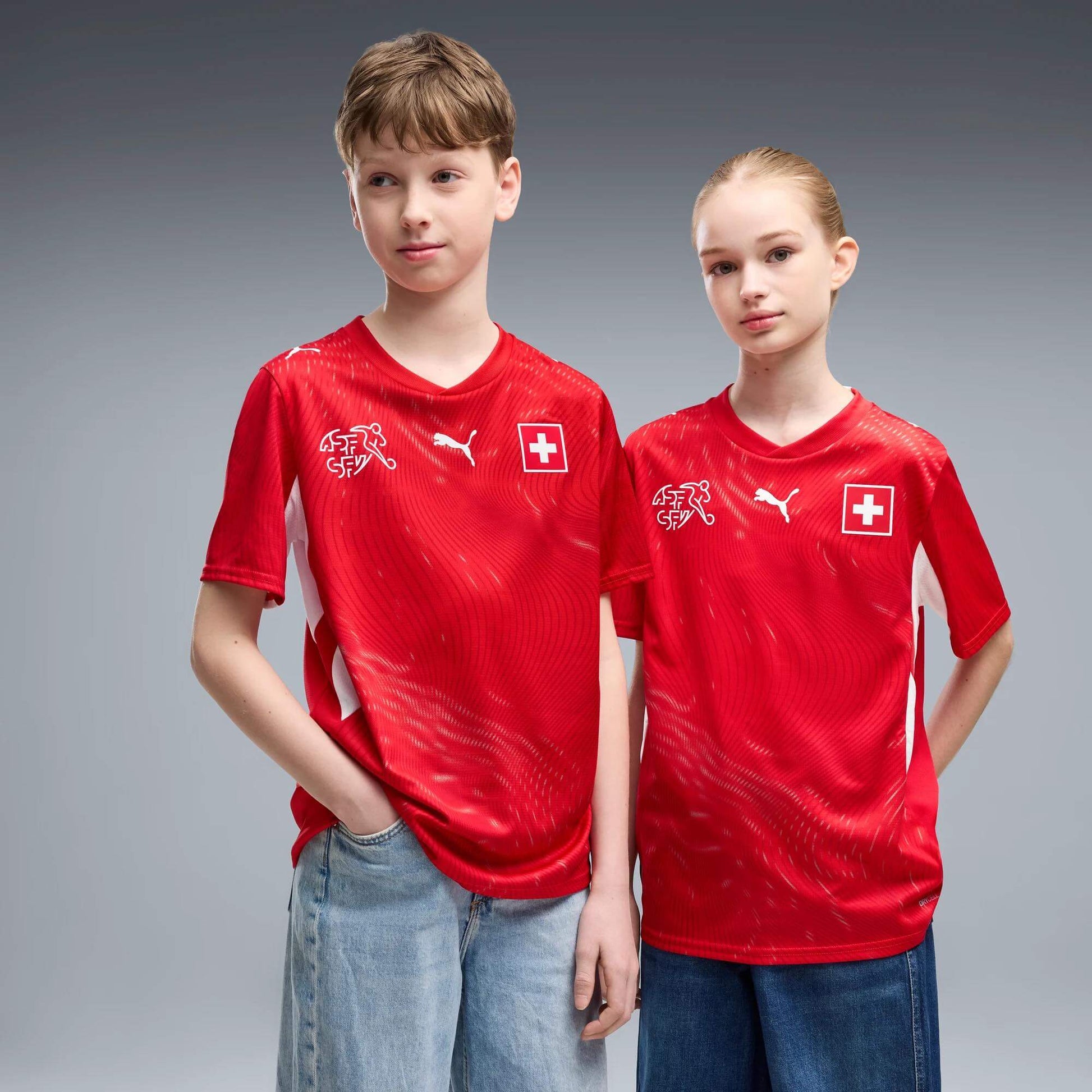 Puma 2026-27 Switzerland Youth Stadium Home Soccer Jersey (Models - Front)