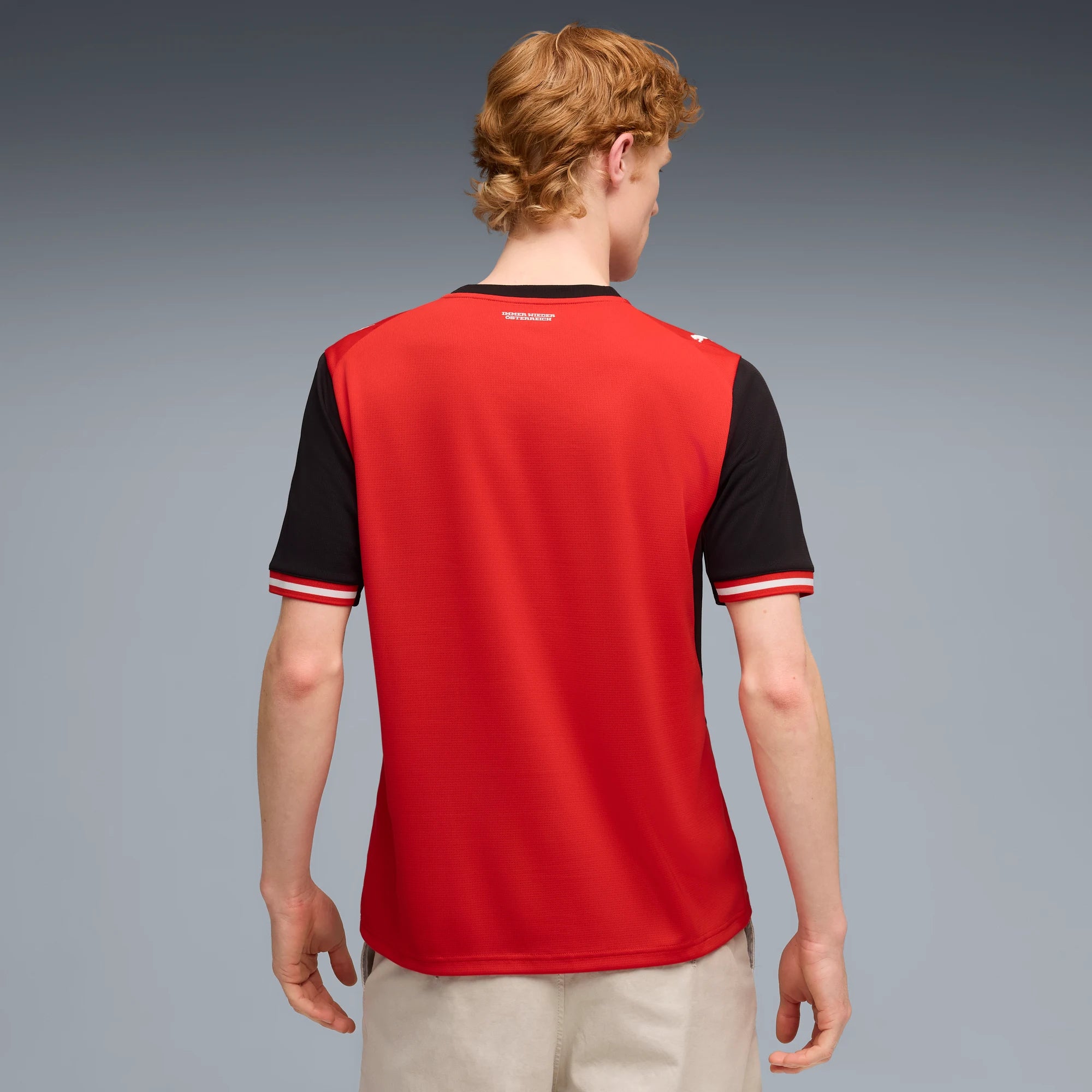 Puma 2026 Austria Men's Stadium Home Soccer Jersey (Model - Back)