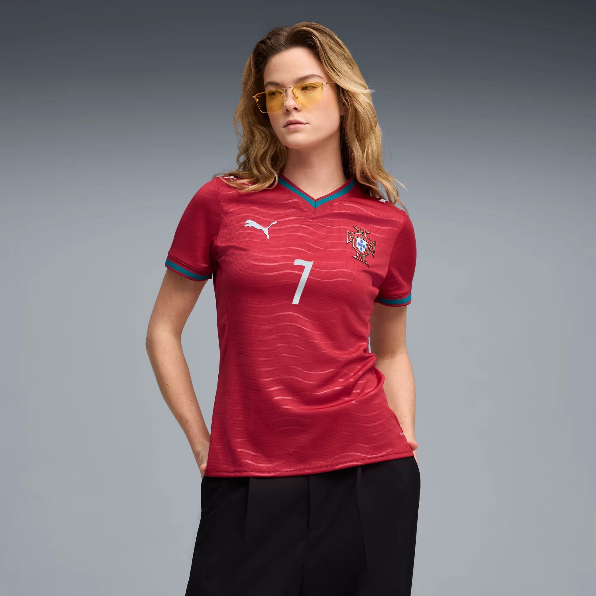 Puma 2026 Portugal Women's Stadium Home Ronaldo #7 Soccer Jersey (Model - Front)
