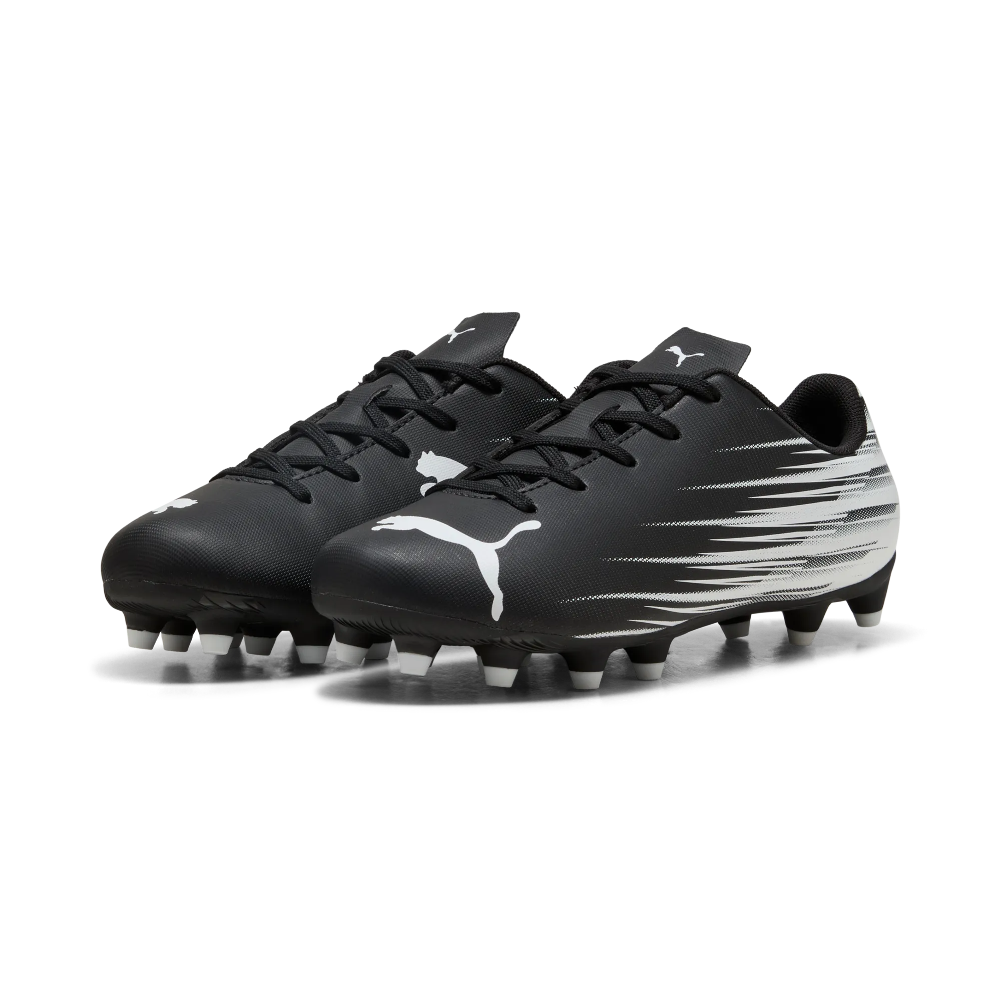 Puma Kid's Attacanto II Firm/Artificial Grounds Soccer Cleats Puma Black-Puma White (Pair - Lateral)