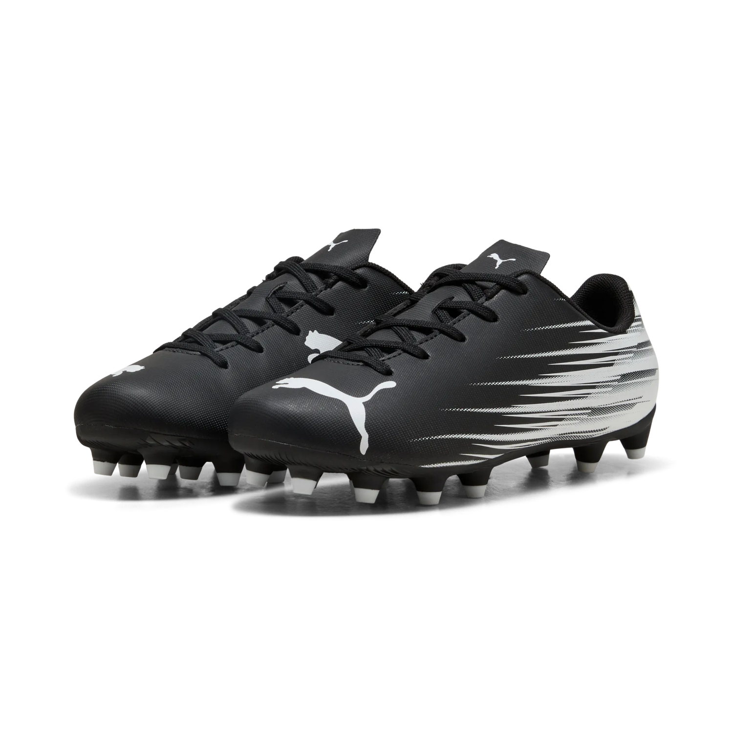 Puma Kid's Attacanto II Firm/Artificial Grounds Soccer Cleats Puma Black-Puma White (Pair - Lateral)