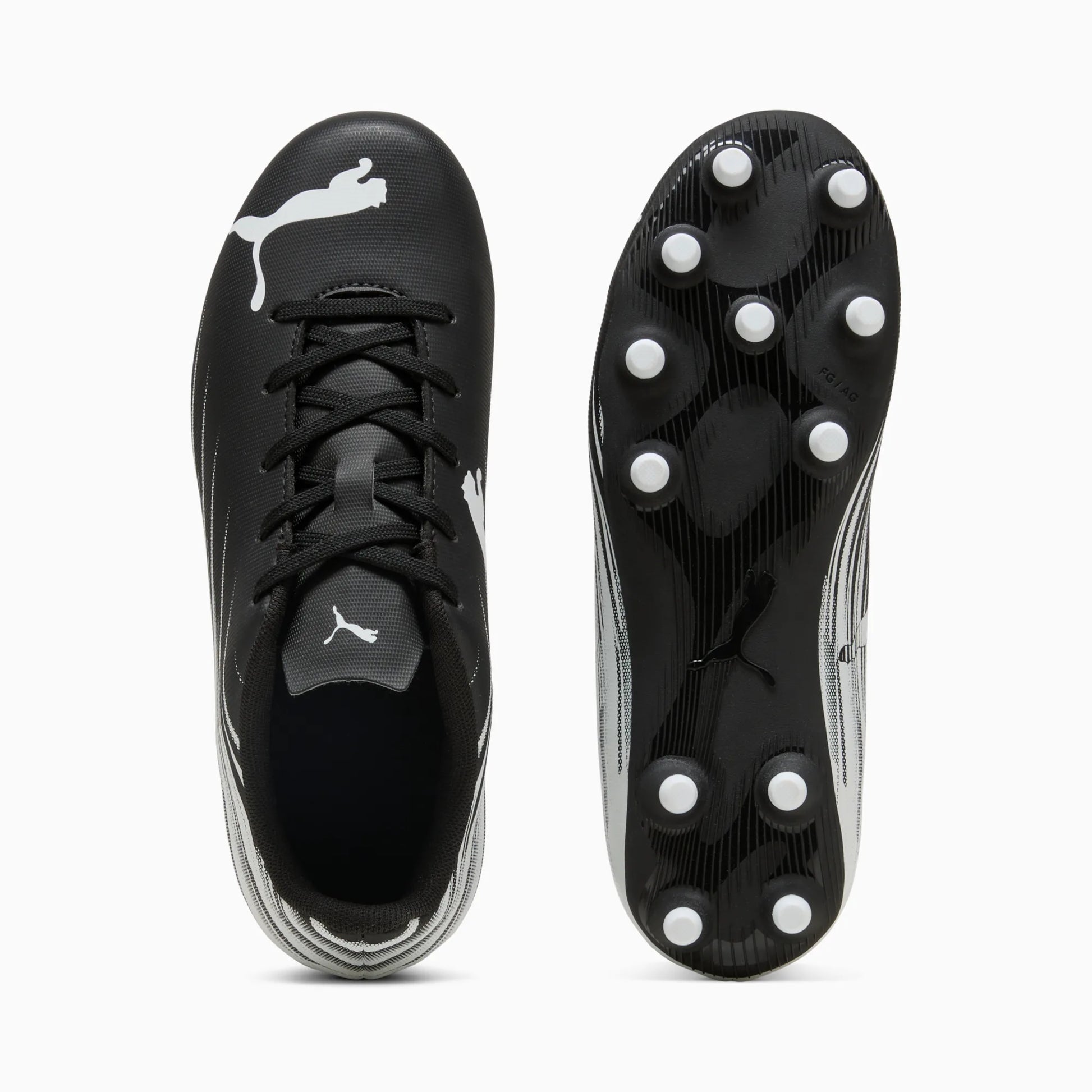 Puma Kid's Attacanto II Firm/Artificial Grounds Soccer Cleats Puma Black-Puma White (Pair - Top and Bottom)