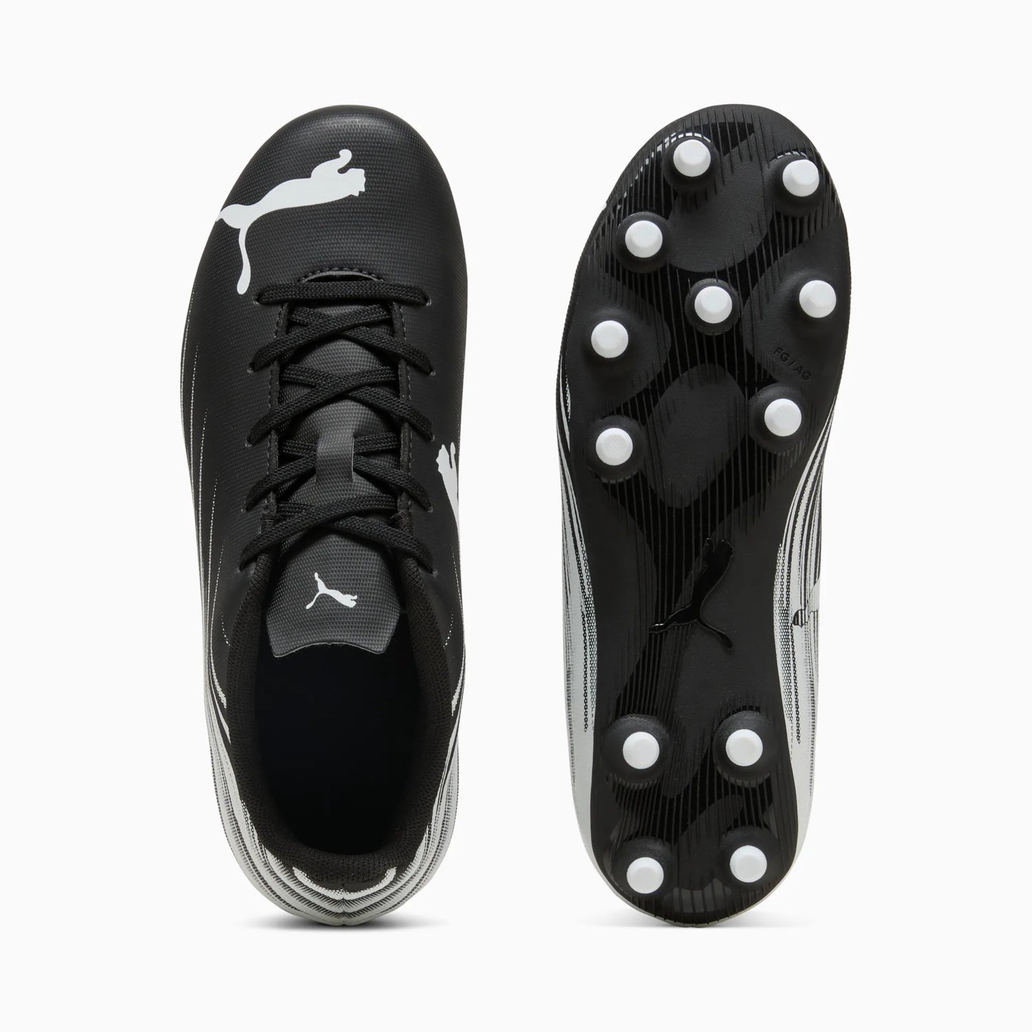 Puma Kid's Attacanto II Firm/Artificial Grounds Soccer Cleats Puma Black-Puma White (Pair - Top and Bottom)