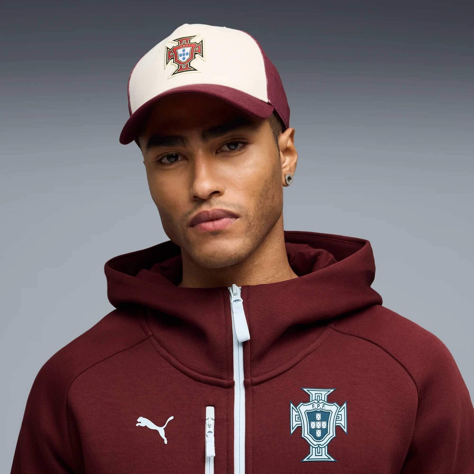 Puma Portugal KING Snapback Trucker Hat (Model - Front)