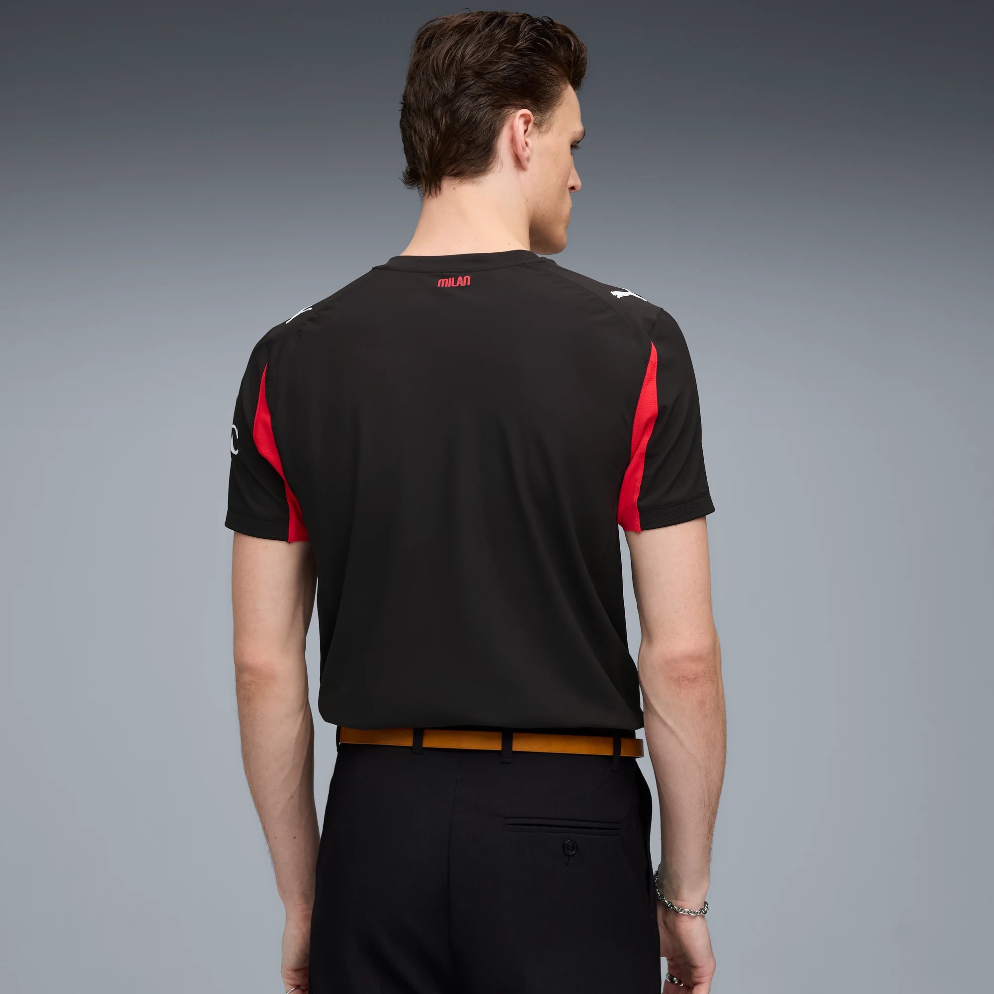 Puma 2025-26 AC Milan Men's Authentic Home Soccer Jersey (Model - Back)