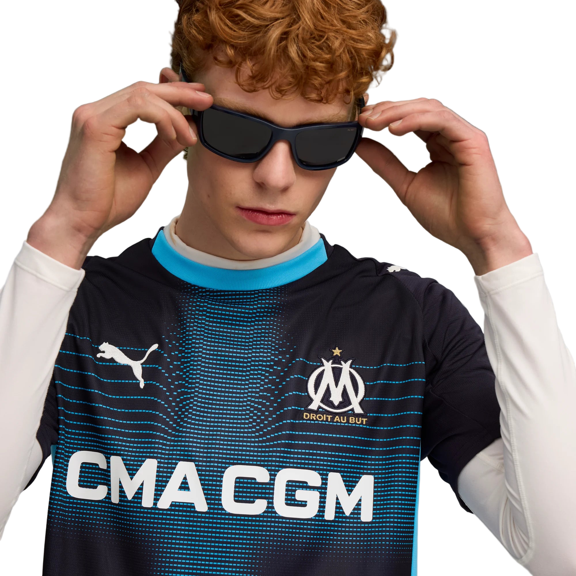 Puma 2025-26 Olympique de Marseille Men's Stadium Away Soccer Jersey (Detail 1)