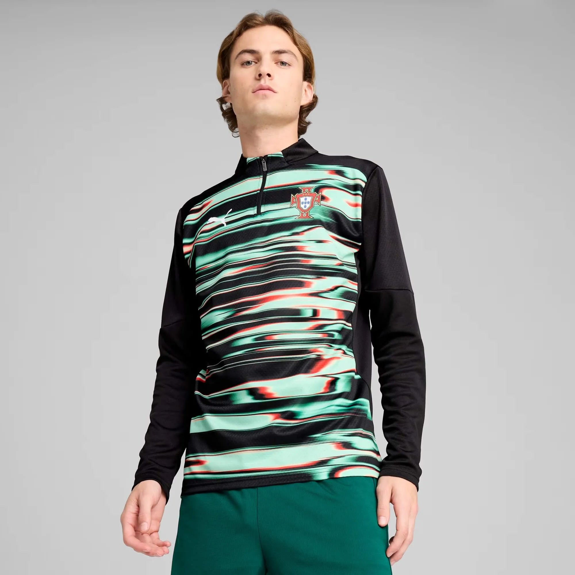 Puma 2025-26 Portugal Men's Pre-Match 1/4 Zip Top (Model - Front)