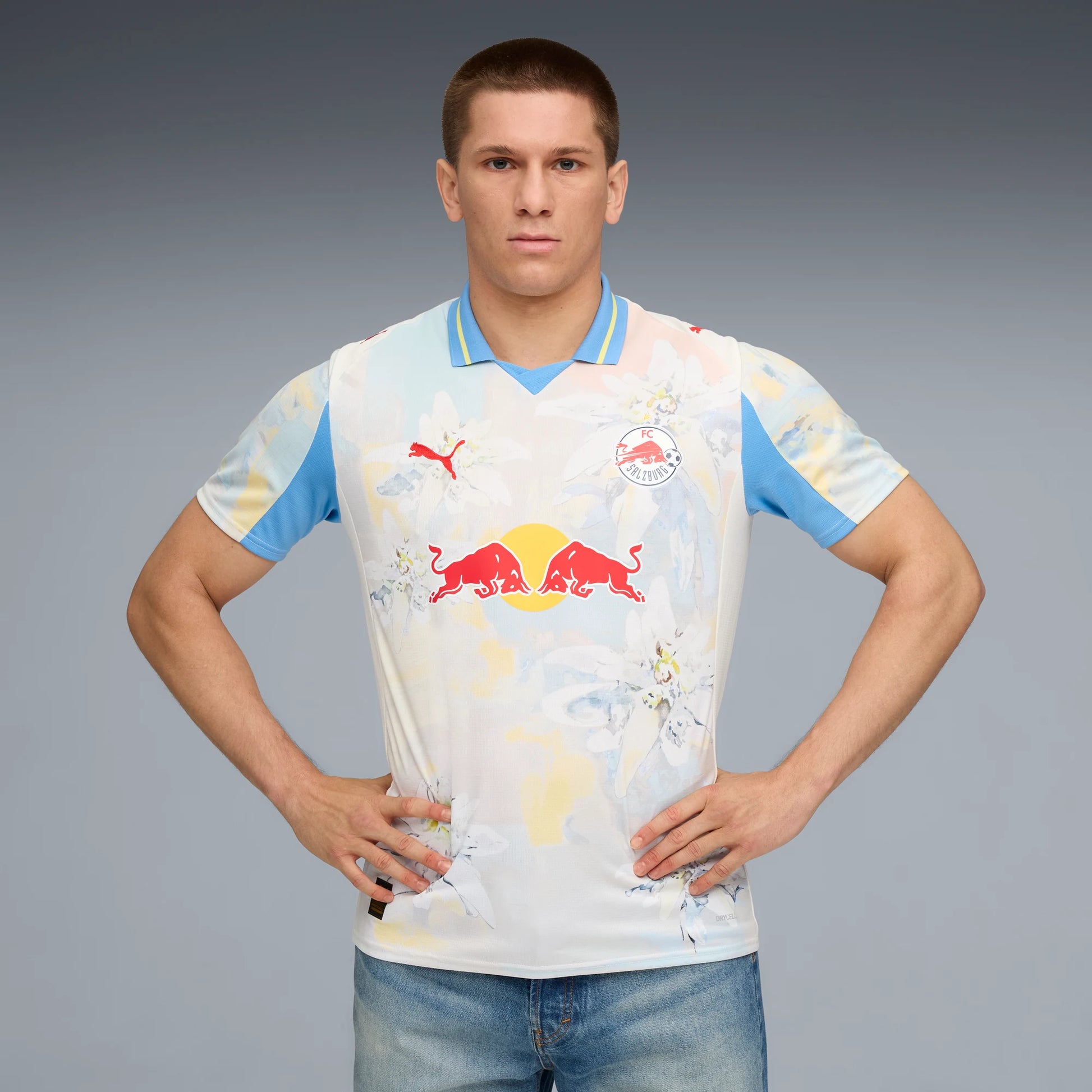 Puma 2025 RB Salzburg Men's Club World Cup KidSuper Stadium Home Soccer Jersey (Model - Front)