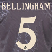 Real Madrid 2024_25 Third BELLINGHAM #5 Official Name Set (CL Version) (Back)