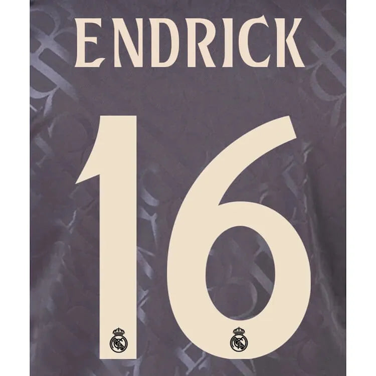 Real Madrid 2024_25 Third ENDRICK #9 Youth Official Name Set (CL Version) (Back)