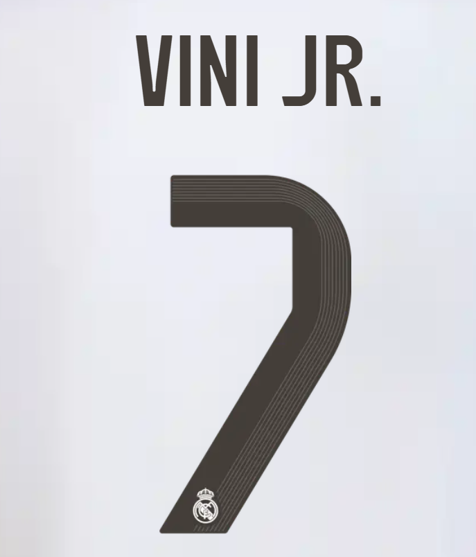 Real Madrid 2025/26 Home VINI JR #7 Youth Official Name Set